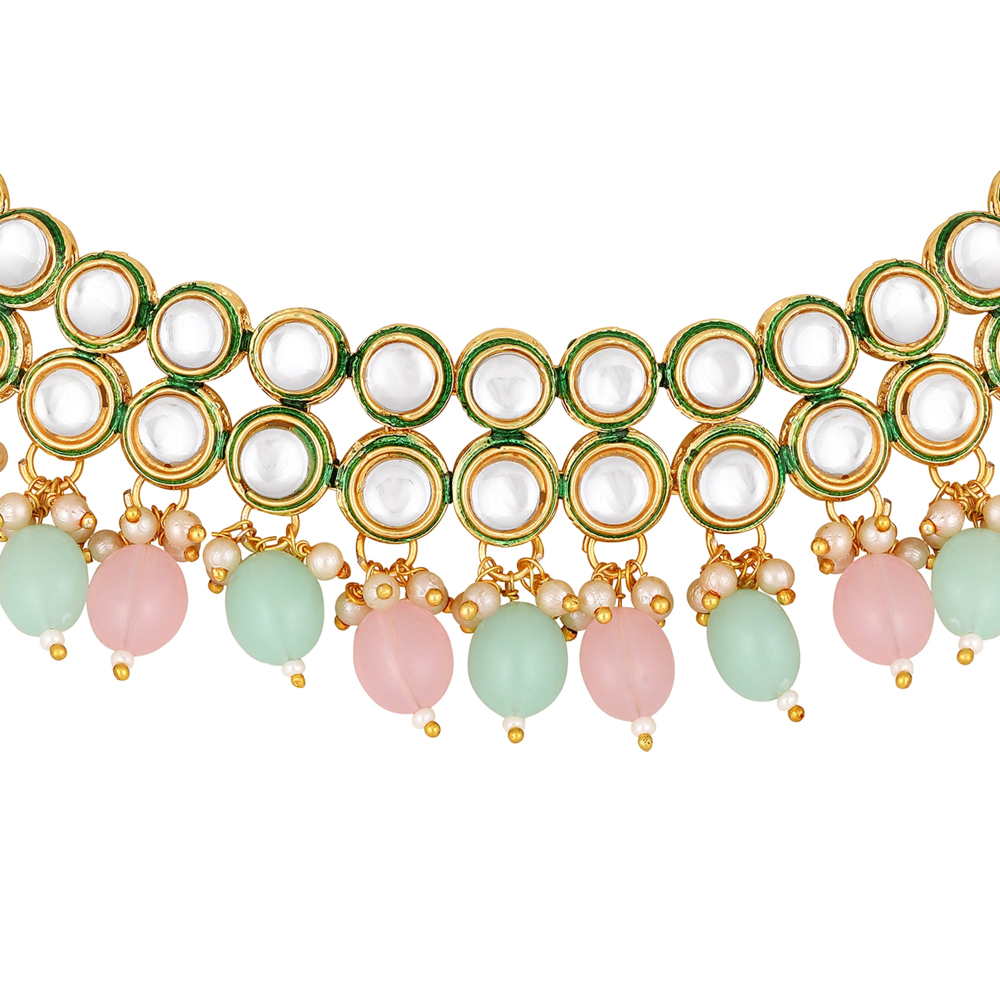 Meenakari Work Multicoloured Kundan Necklace Set