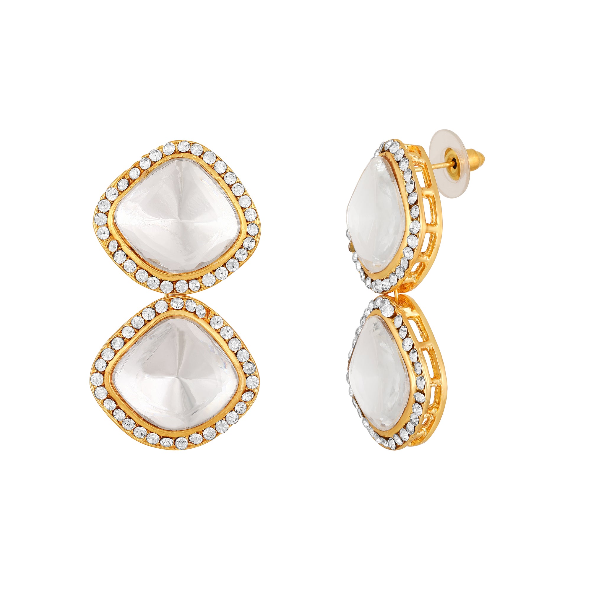 Red and white Kundan Chokar Necklace Set