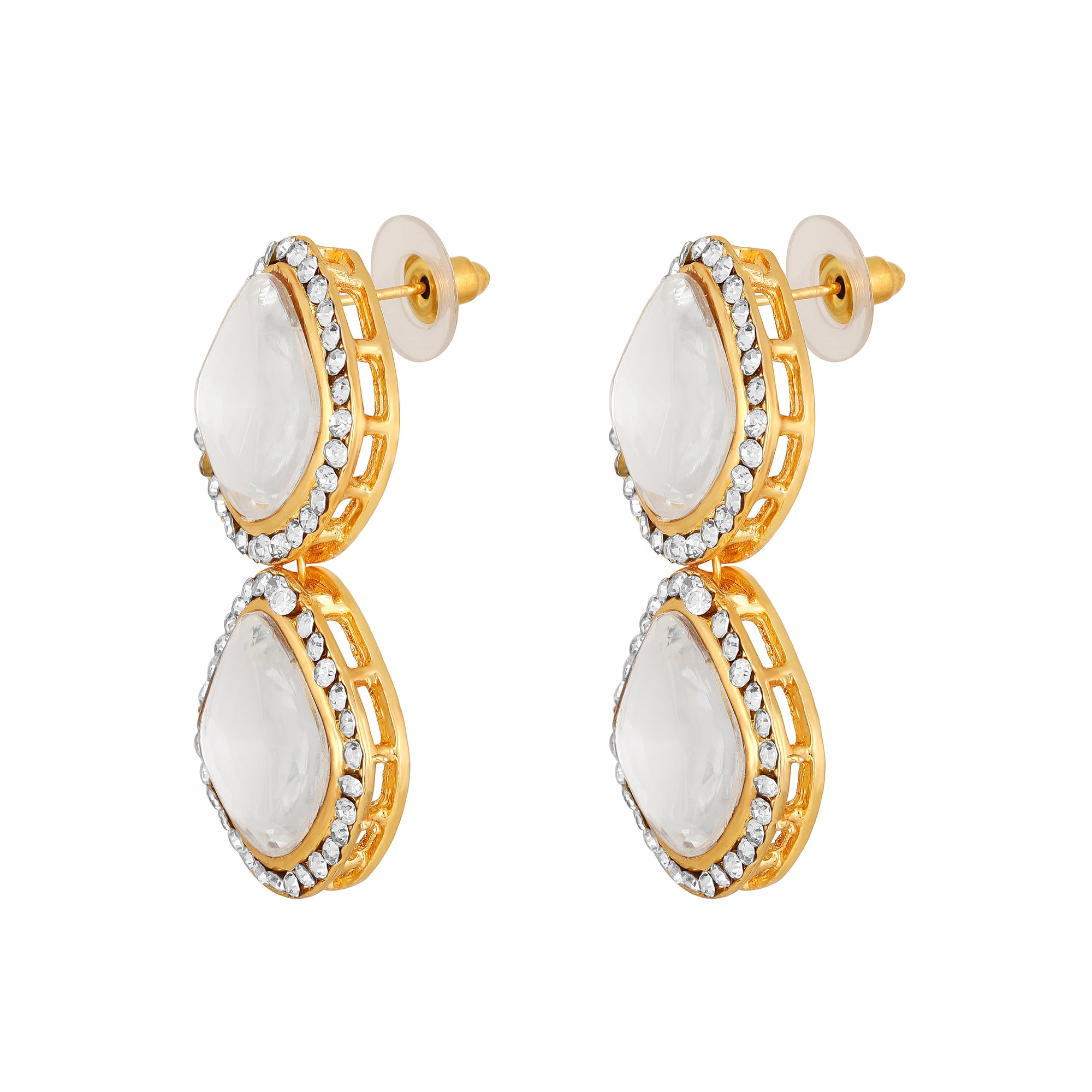 Red and white Kundan Chokar Necklace Set