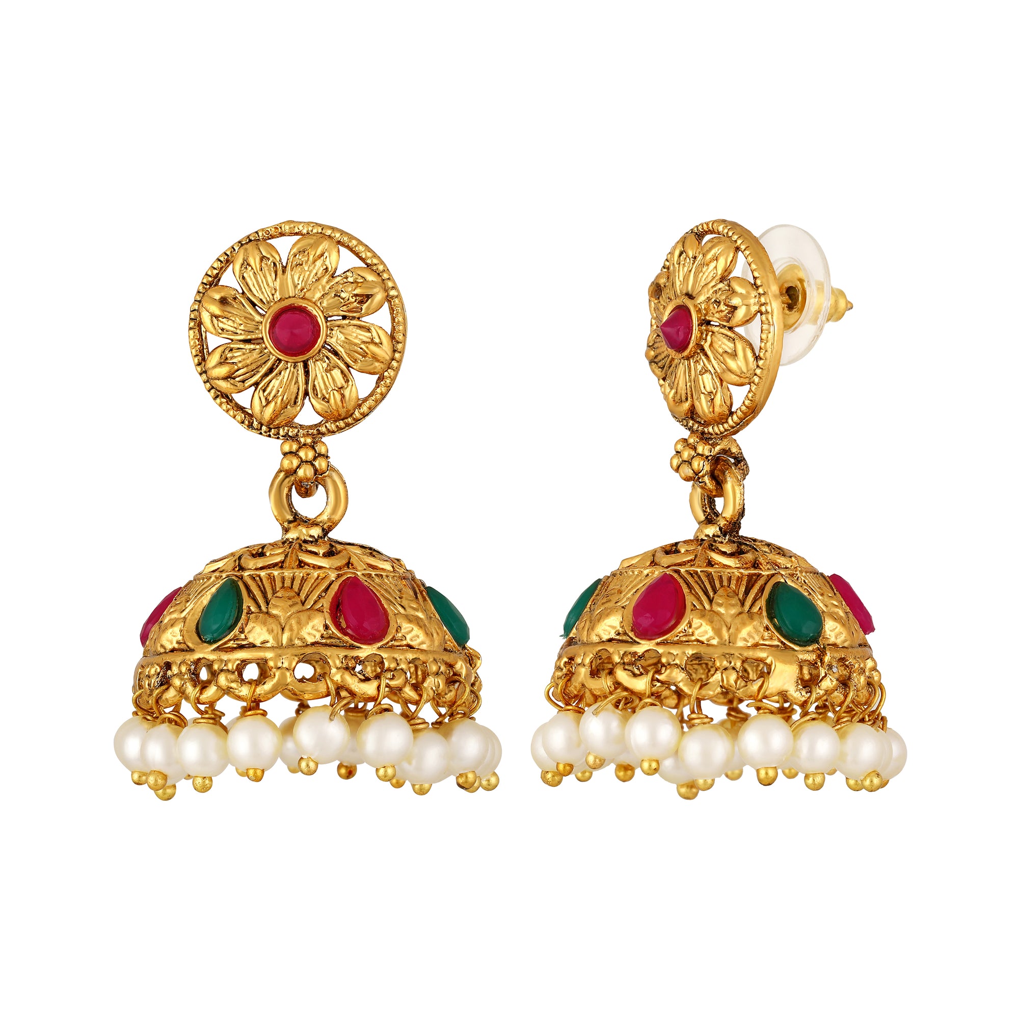 Lord Krishna with Maroon and Green colour Floral Necklace Set