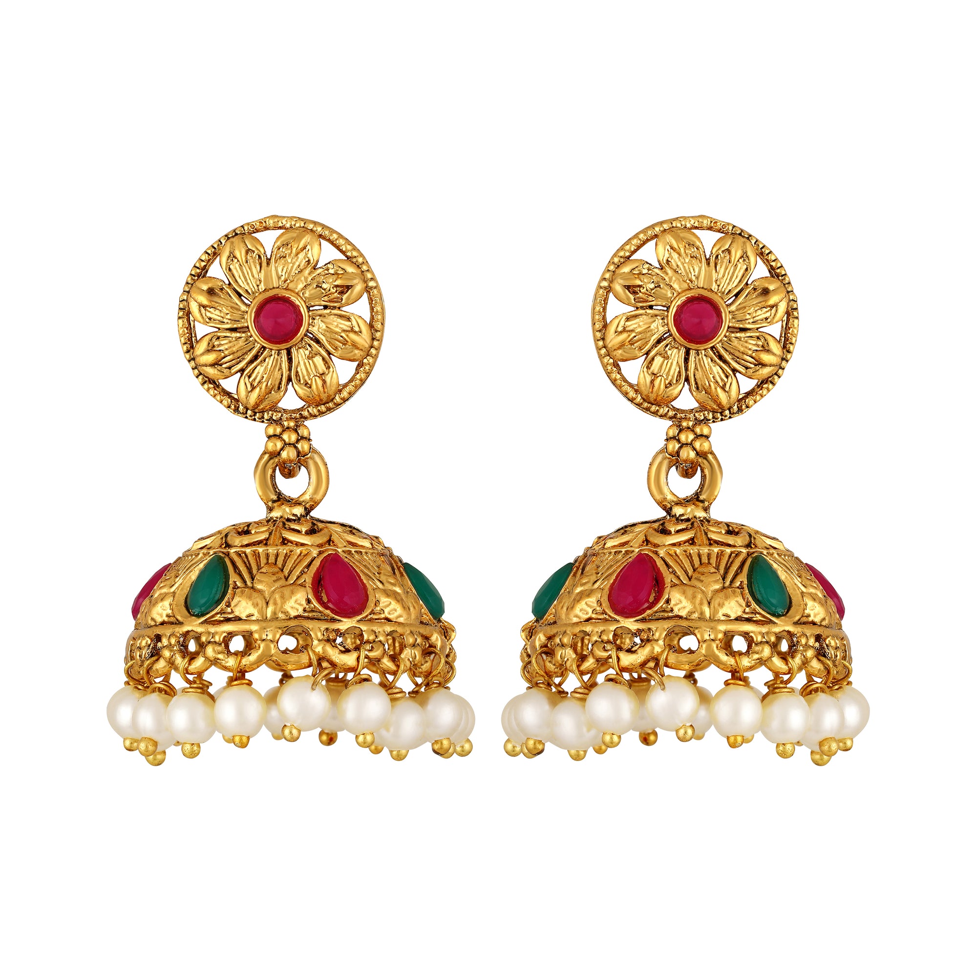 Lord Krishna with Maroon and Green colour Floral Necklace Set