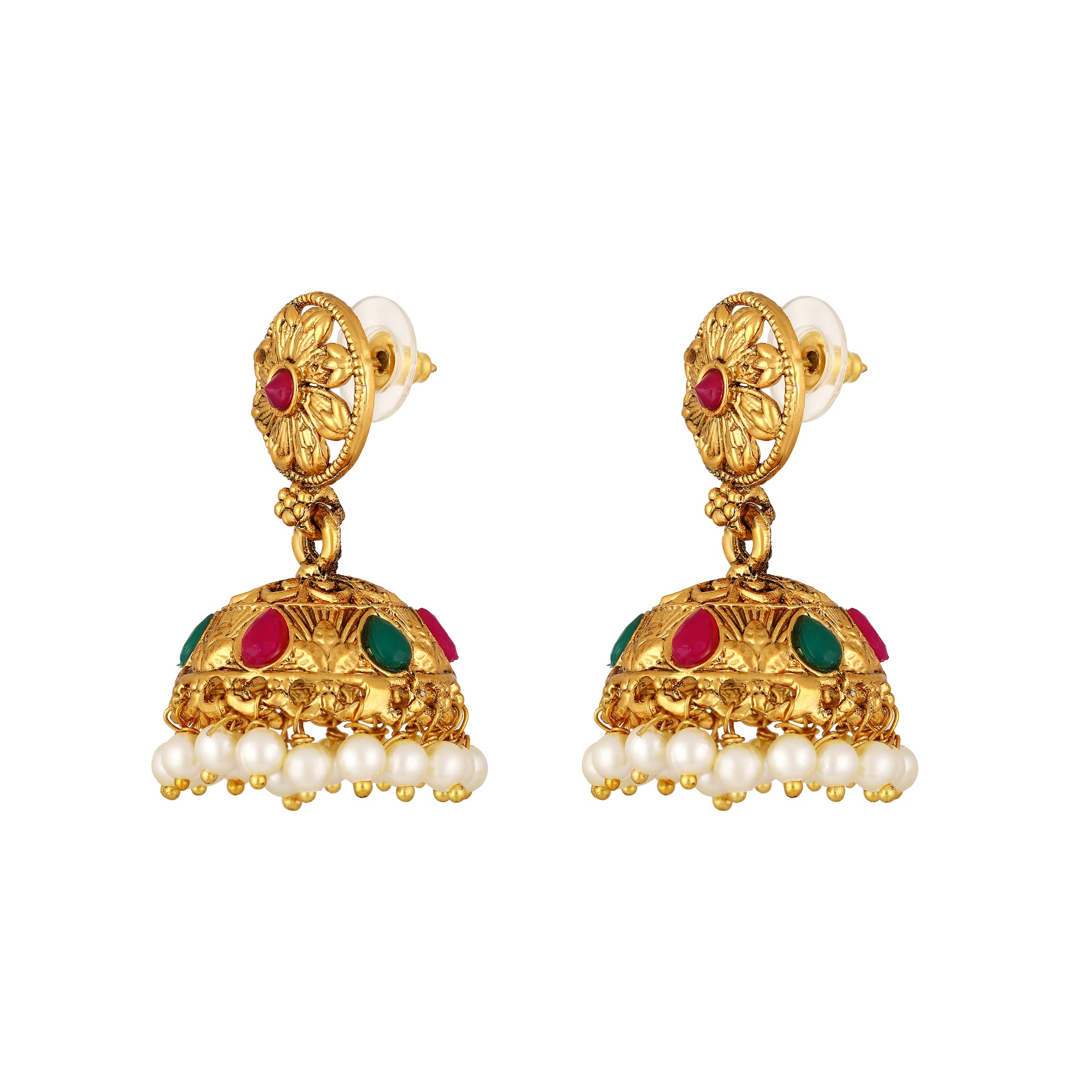 Lord Krishna with Maroon and Green colour Floral Necklace Set