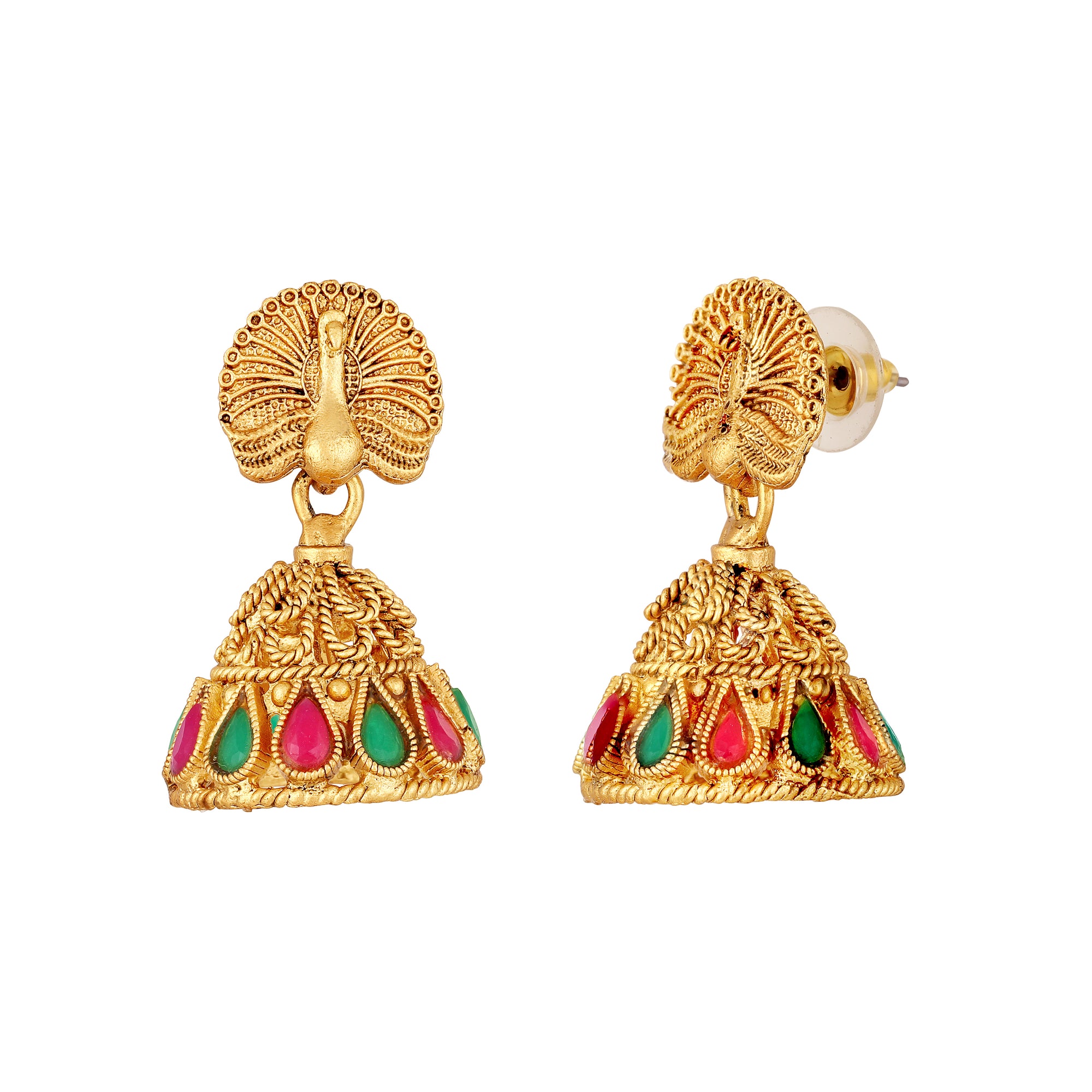 Multicolour Radha Krishana Peacock shaped Necklace Set