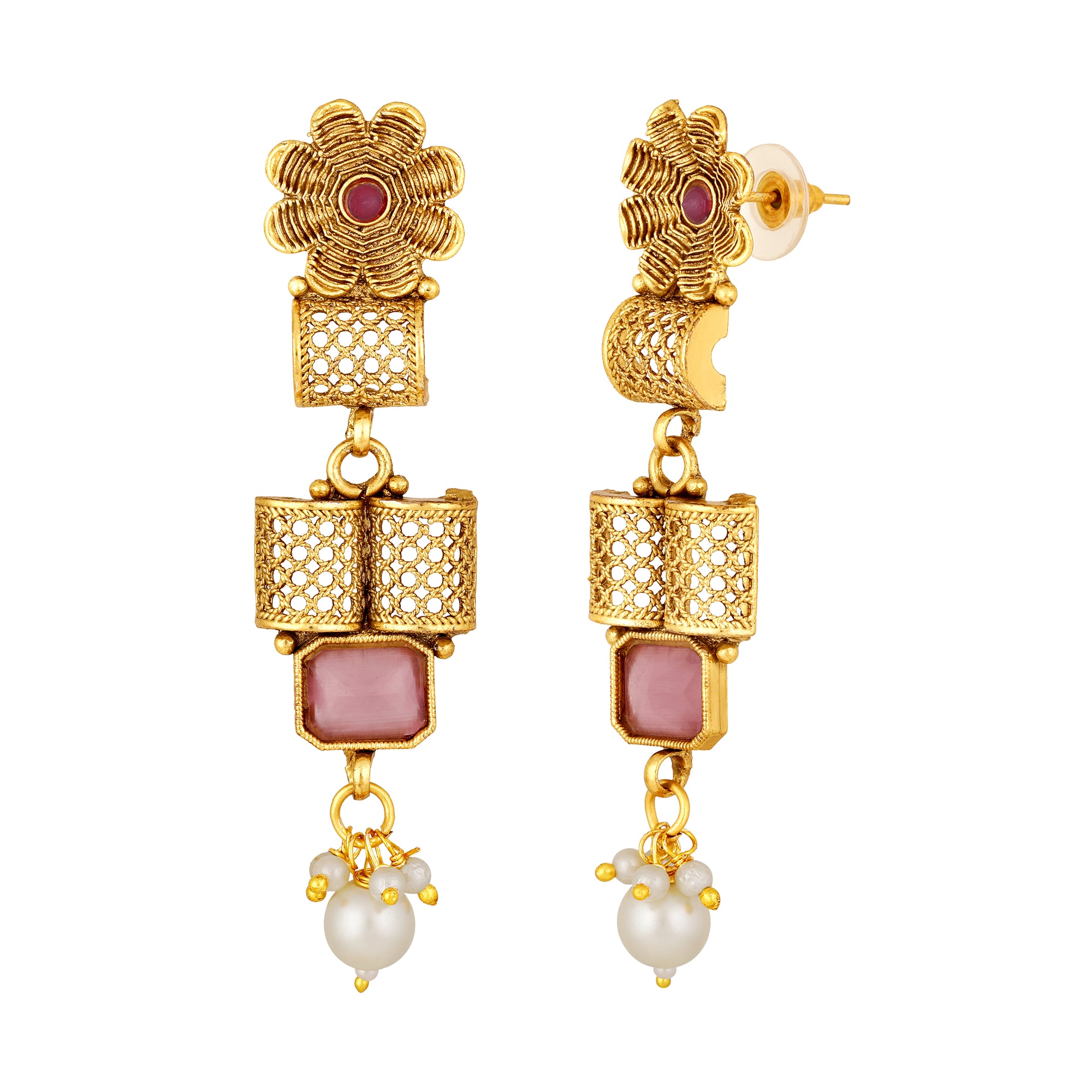 White Kundan Floral shaped Necklace Set