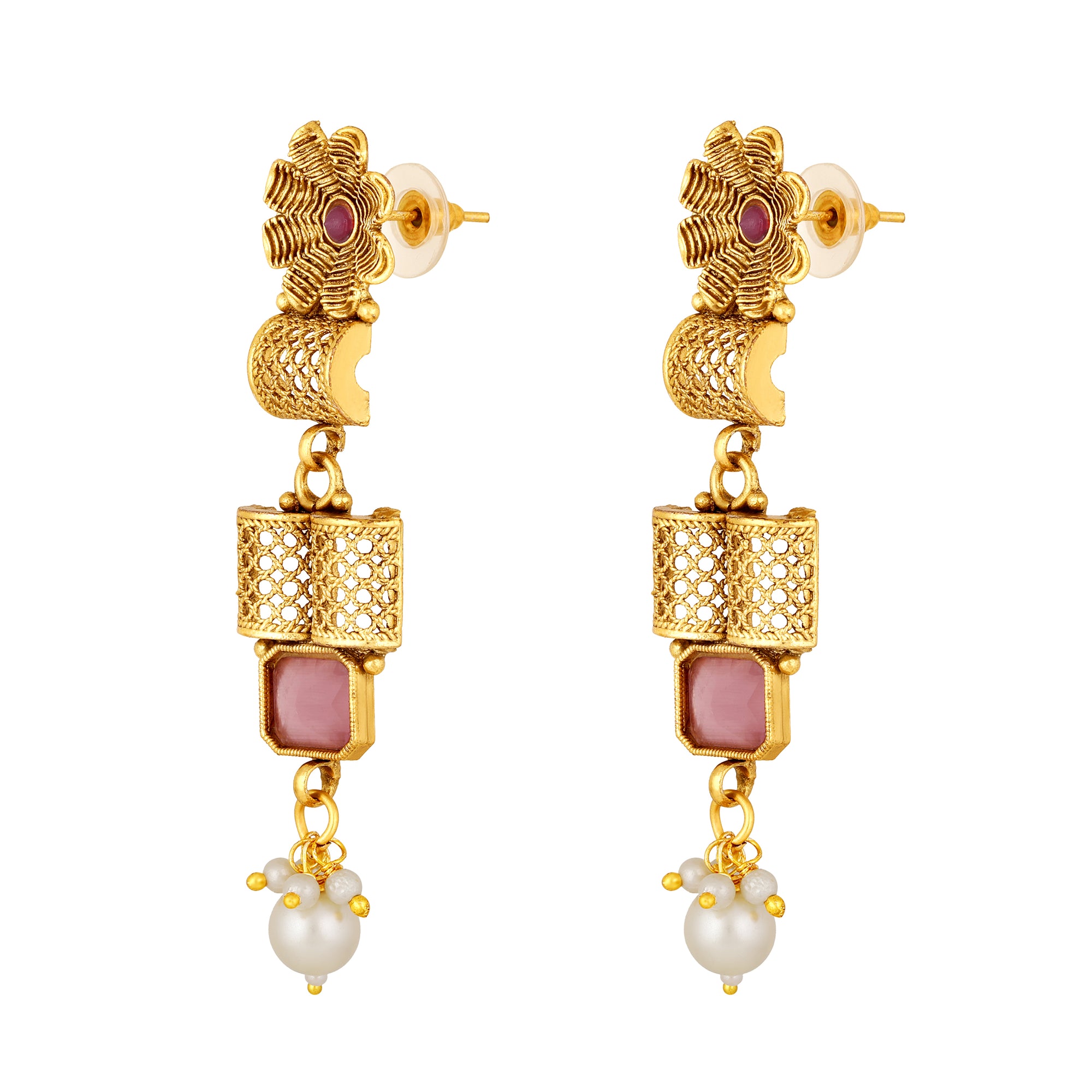 White Kundan Floral shaped Necklace Set