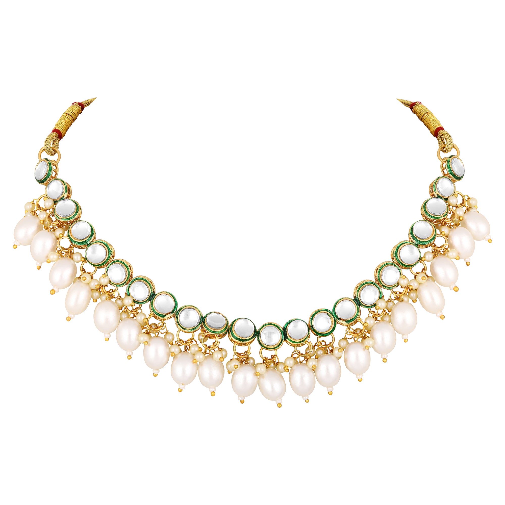 Green-meenakari-work-white-kundan-chokar-necklace-set