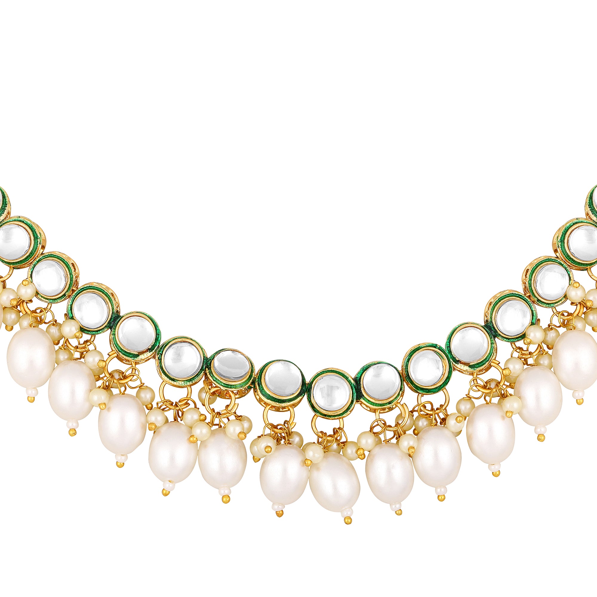 Green-meenakari-work-white-kundan-chokar-necklace-set