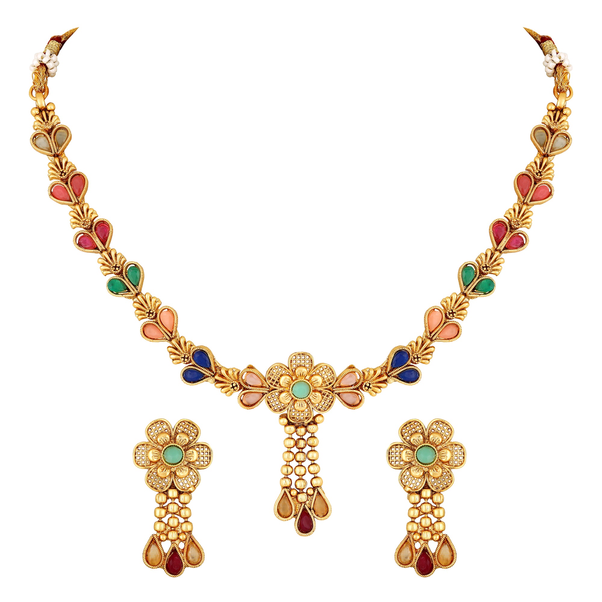 Multicolour Floral Necklace Set