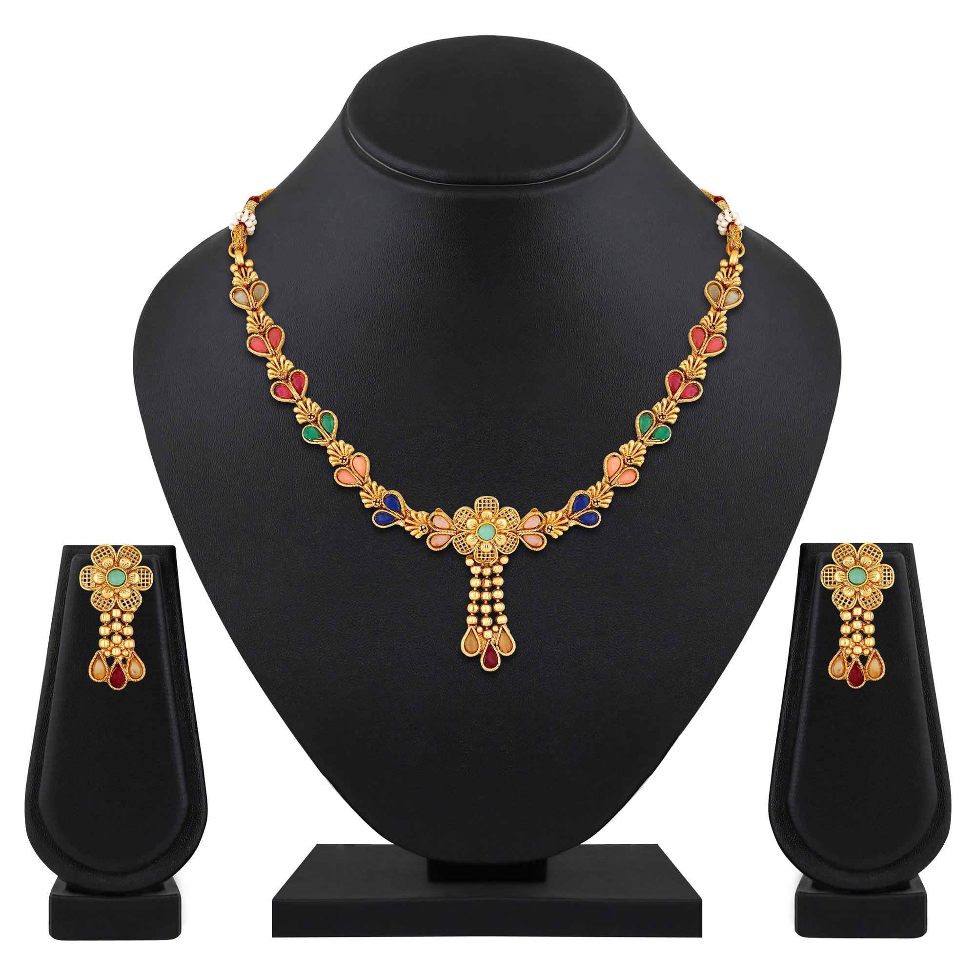 Multicolour Floral Necklace Set