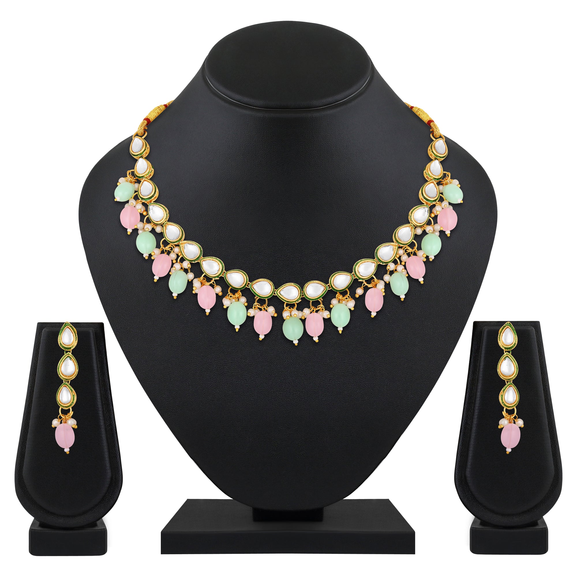 Meenakari Work Multicoloured Kundan Necklace Set