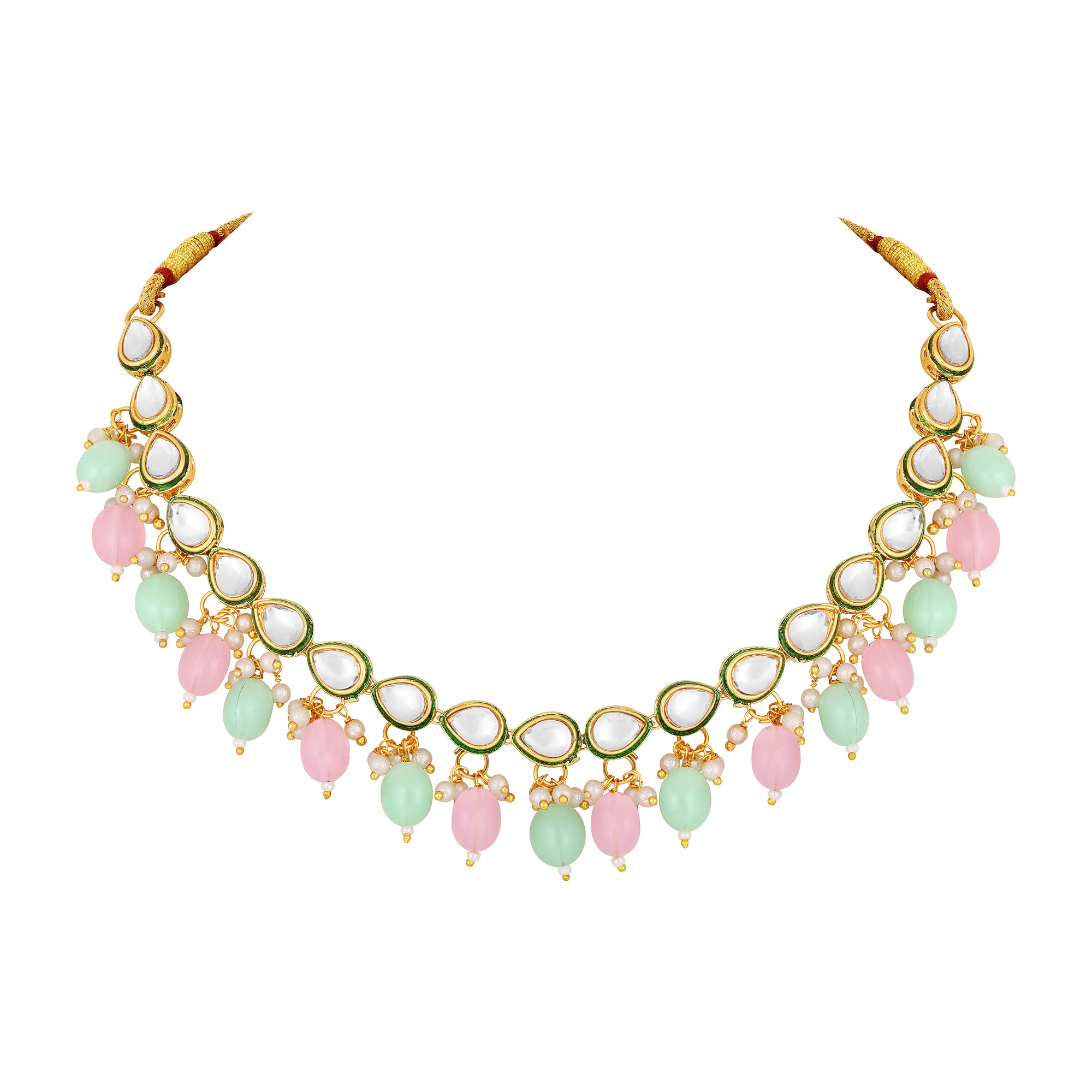 Meenakari Work Multicoloured Kundan Necklace Set