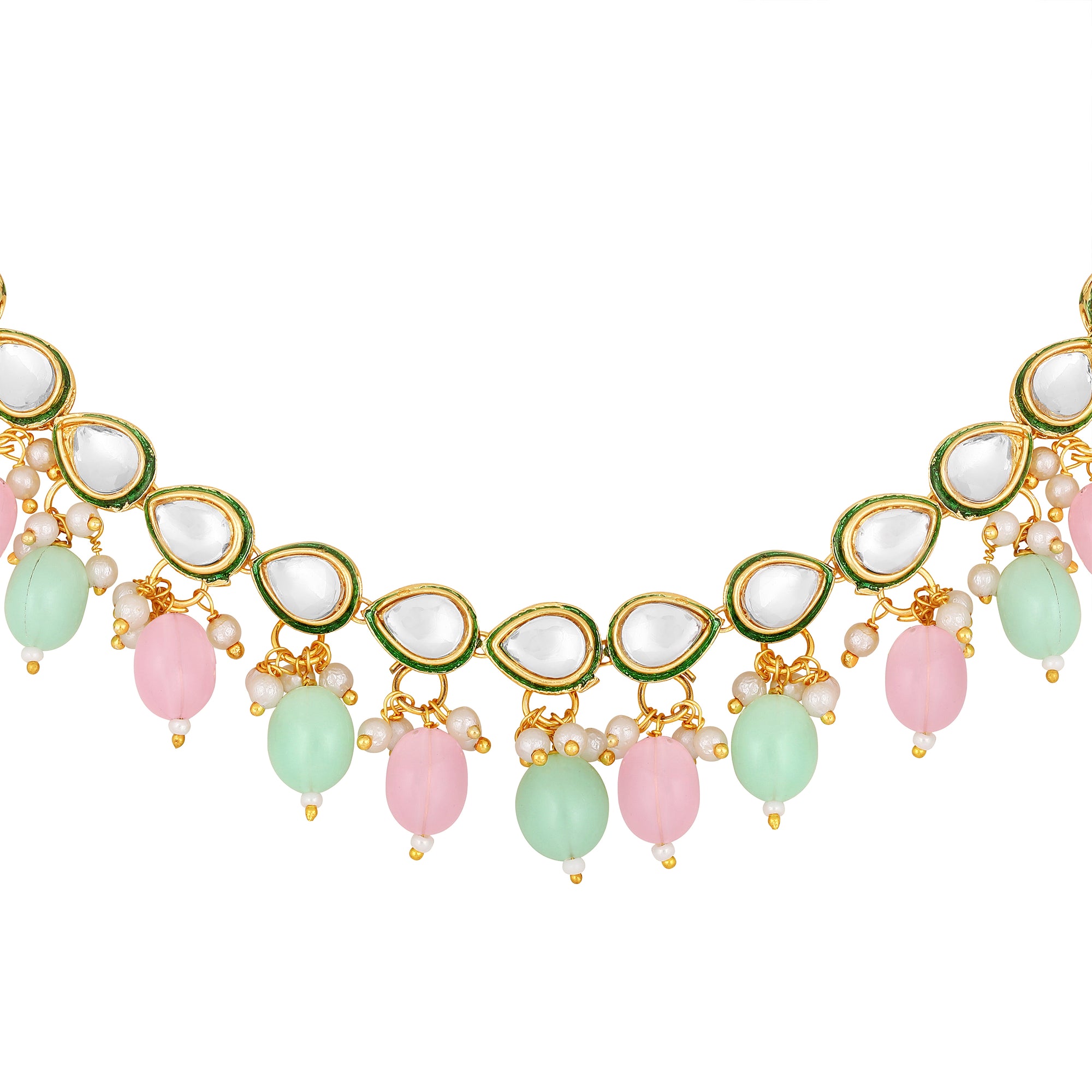 Meenakari Work Multicoloured Kundan Necklace Set