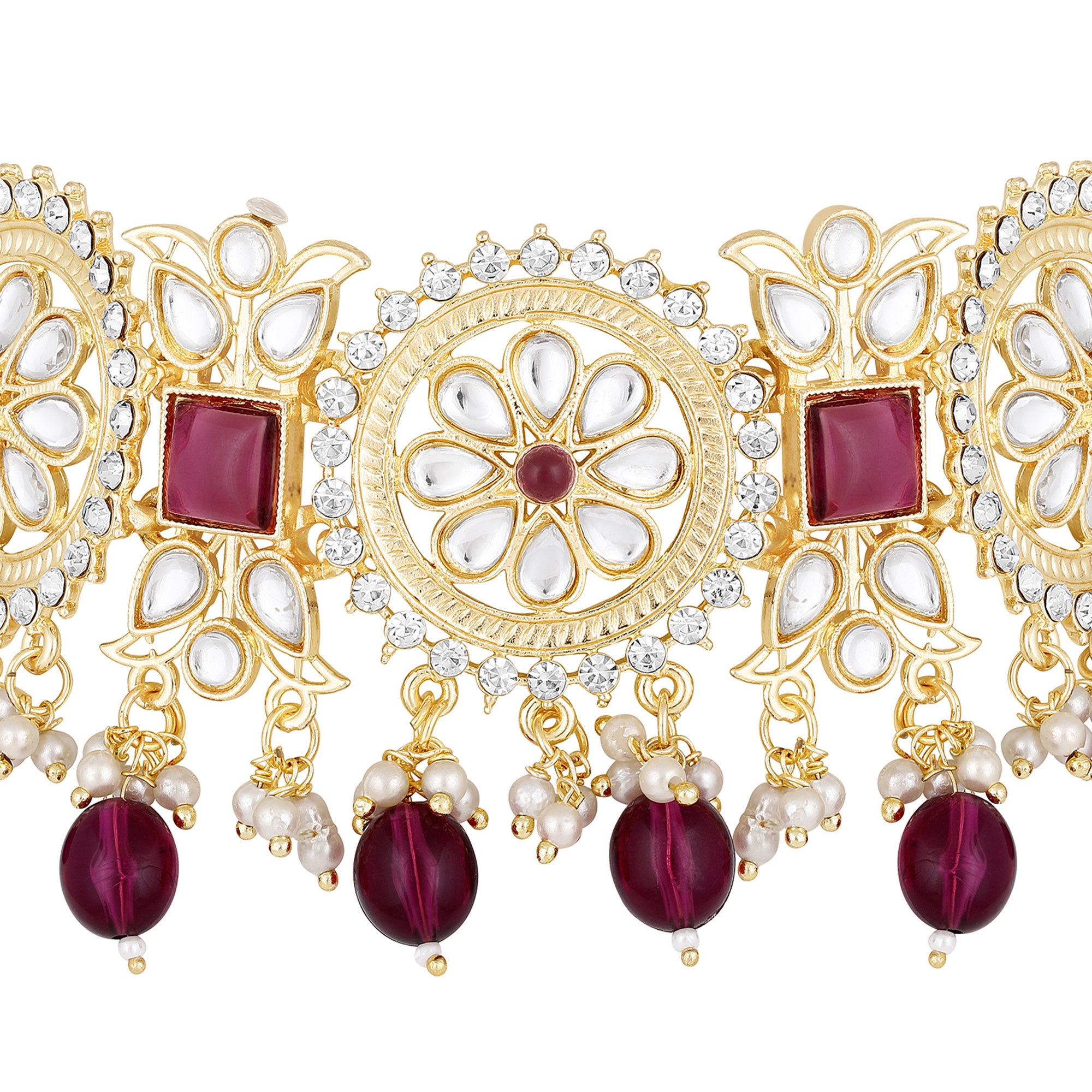 Aritficial Pearl and Kundan Floral Chokar Jewellery Set