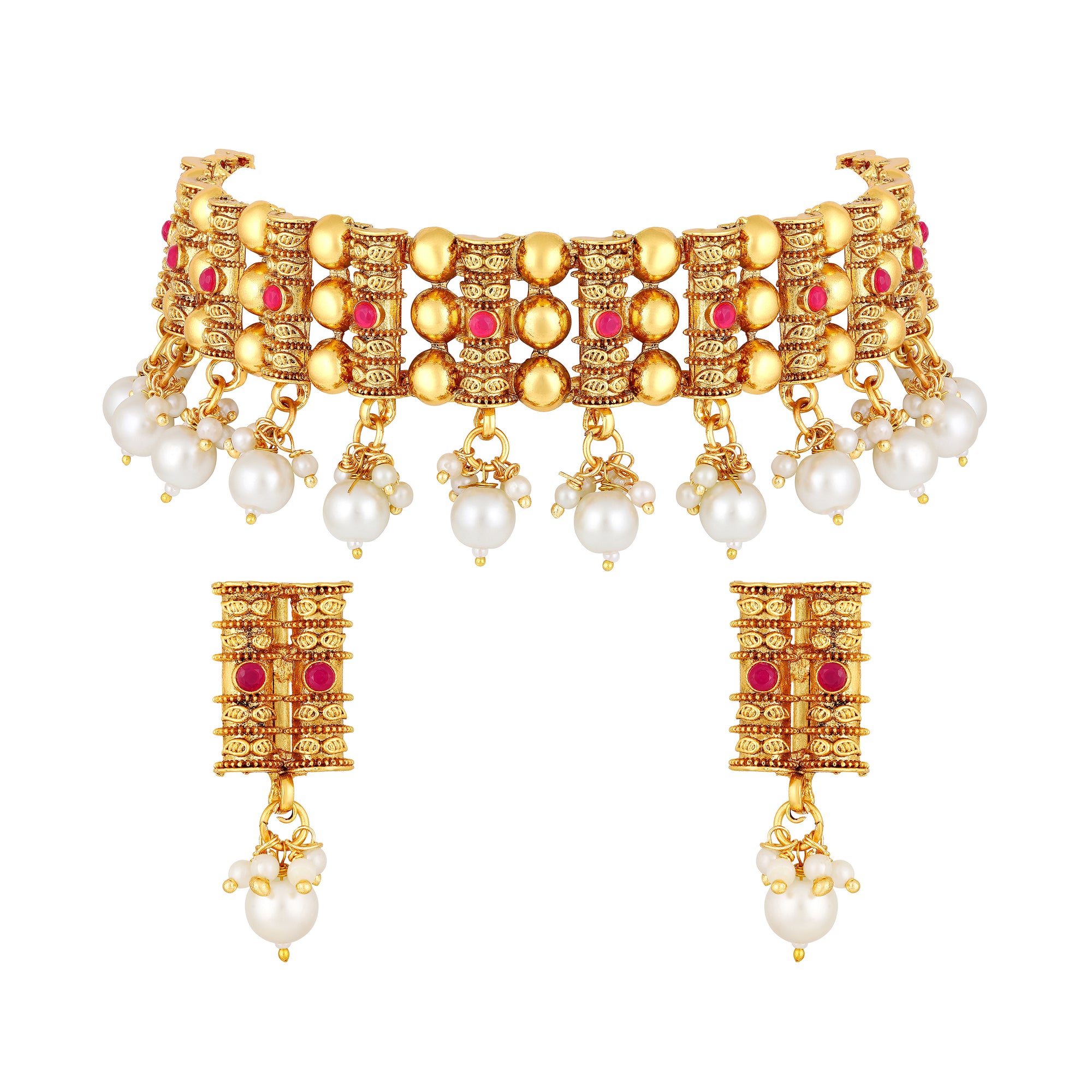 White Kundan Chokar Necklace Set