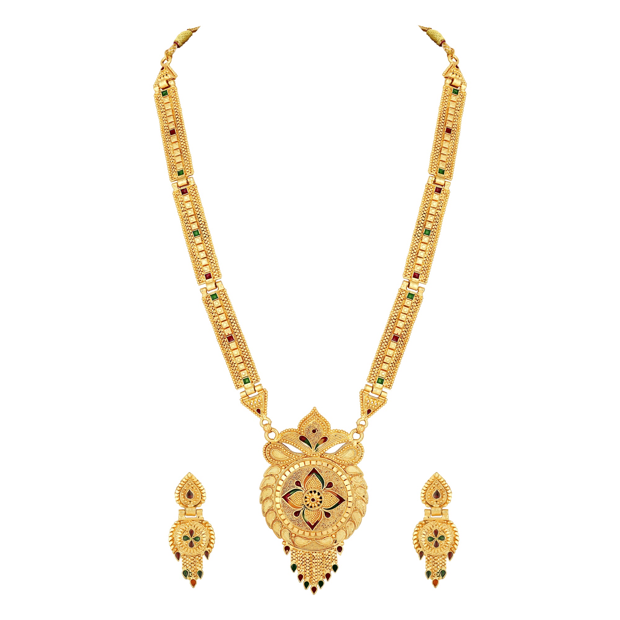 Multicoloured Meenakari Work Floral Necklace Set