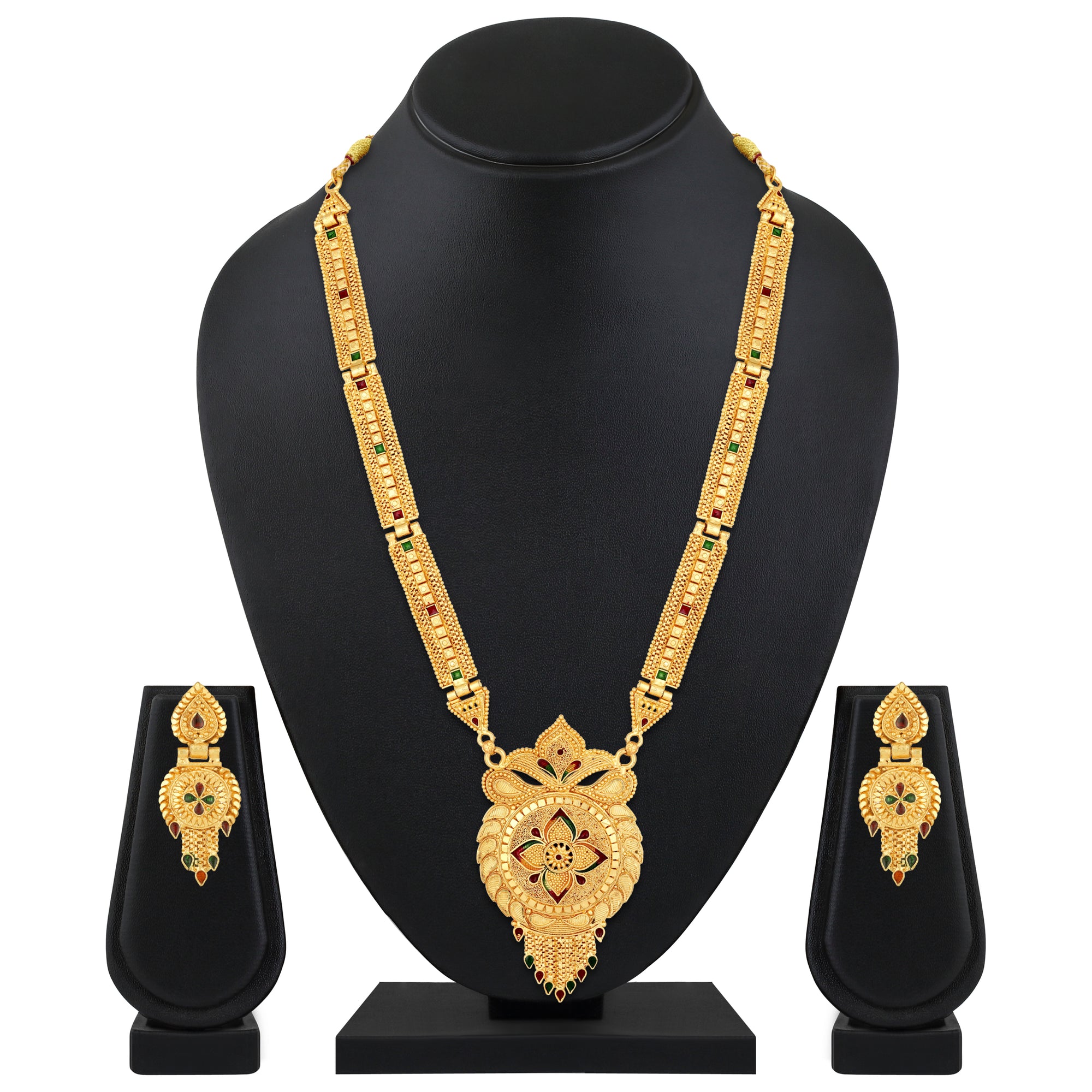 Multicoloured Meenakari Work Floral Necklace Set