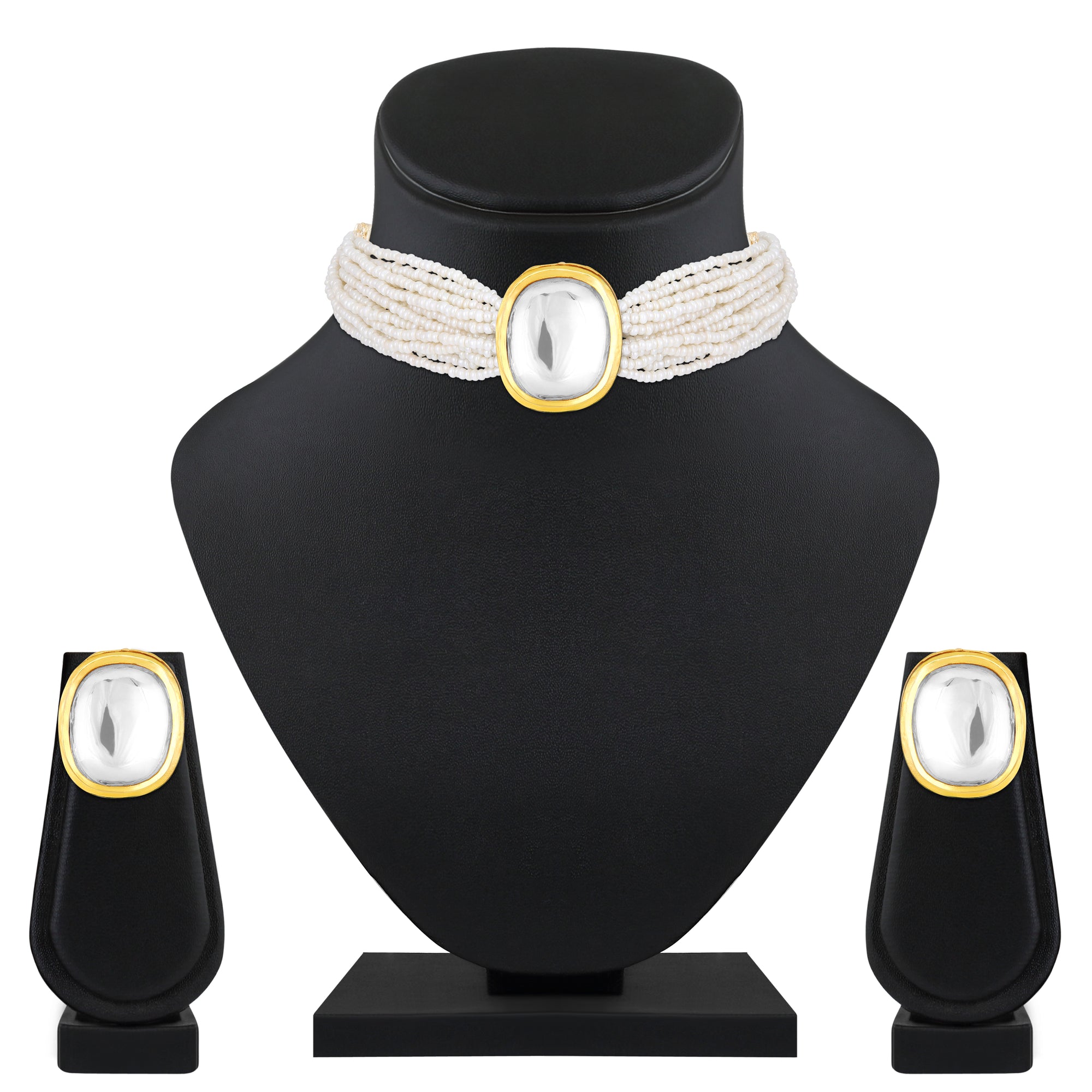 White Kundan Necklace Set