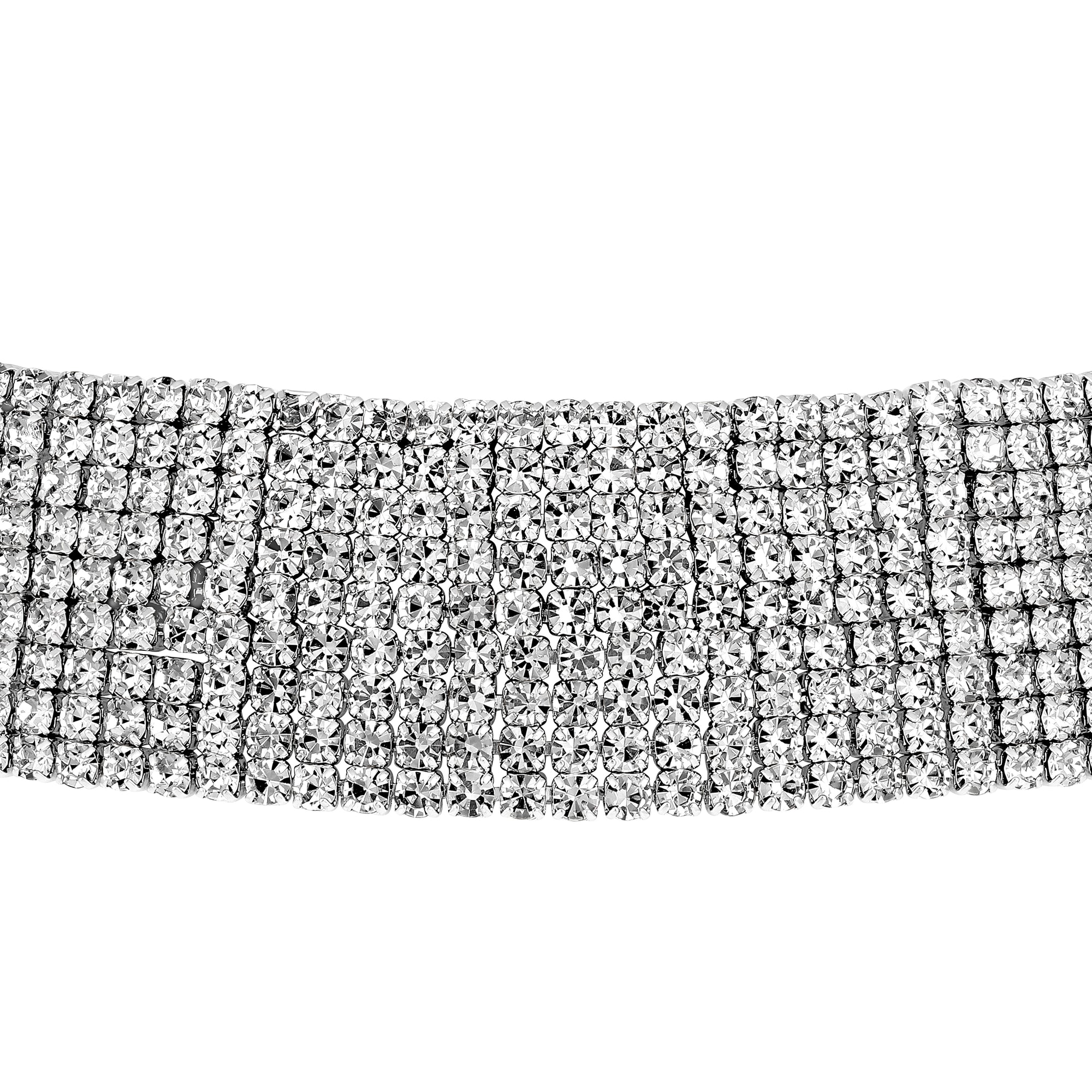 Rhodium Plated Studed Choker Necklace Set