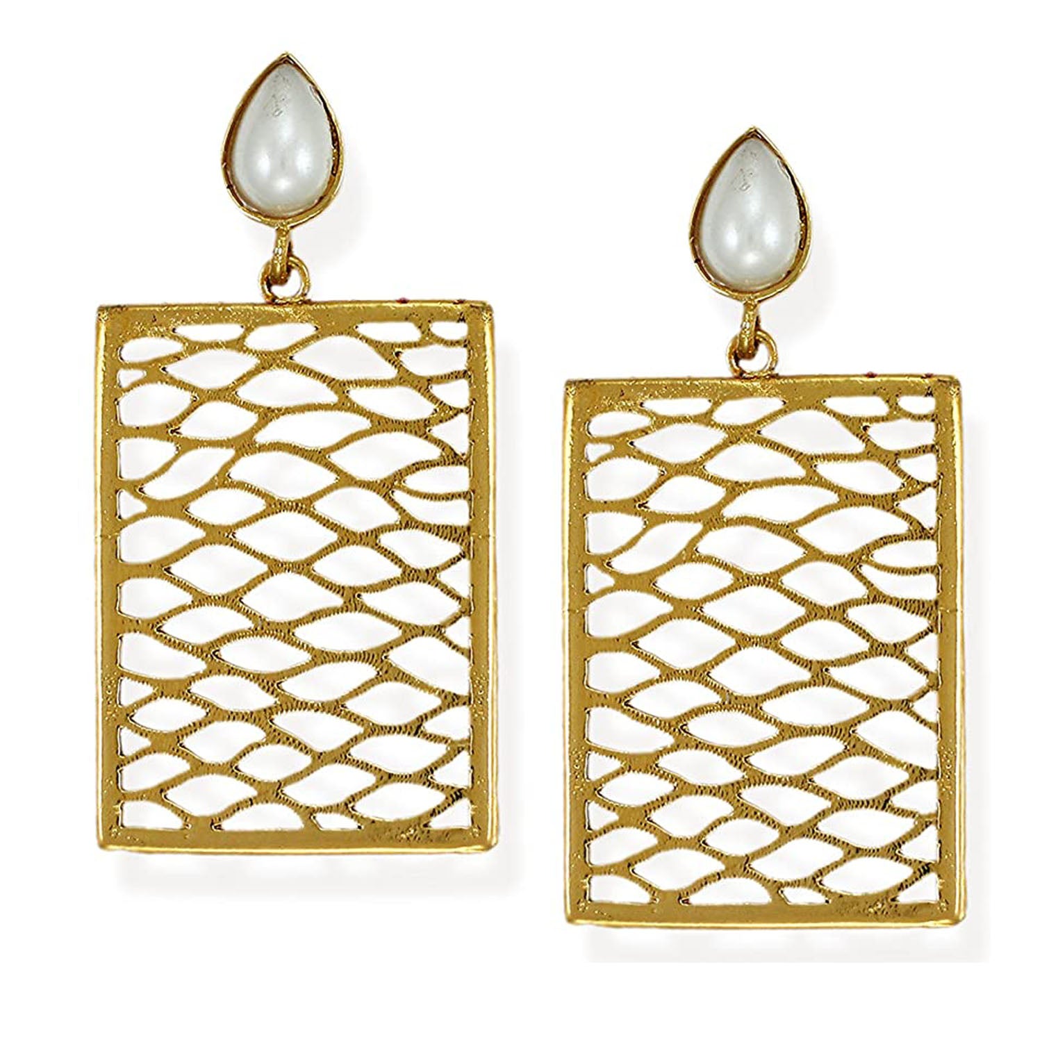 Traditional Rectangular Long Dangler Earrings