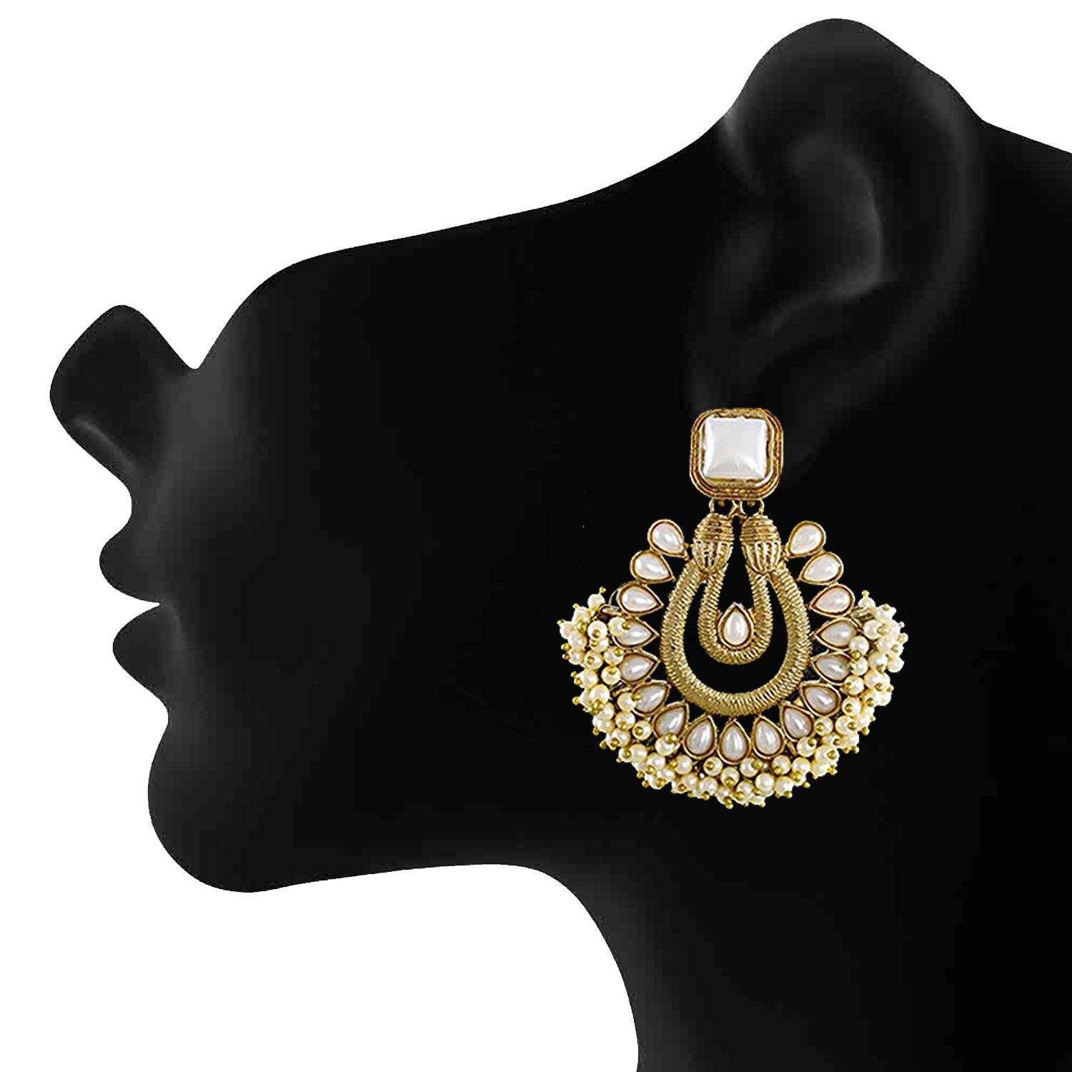 Traditional Pearl Ghungroo Chandelier Earring