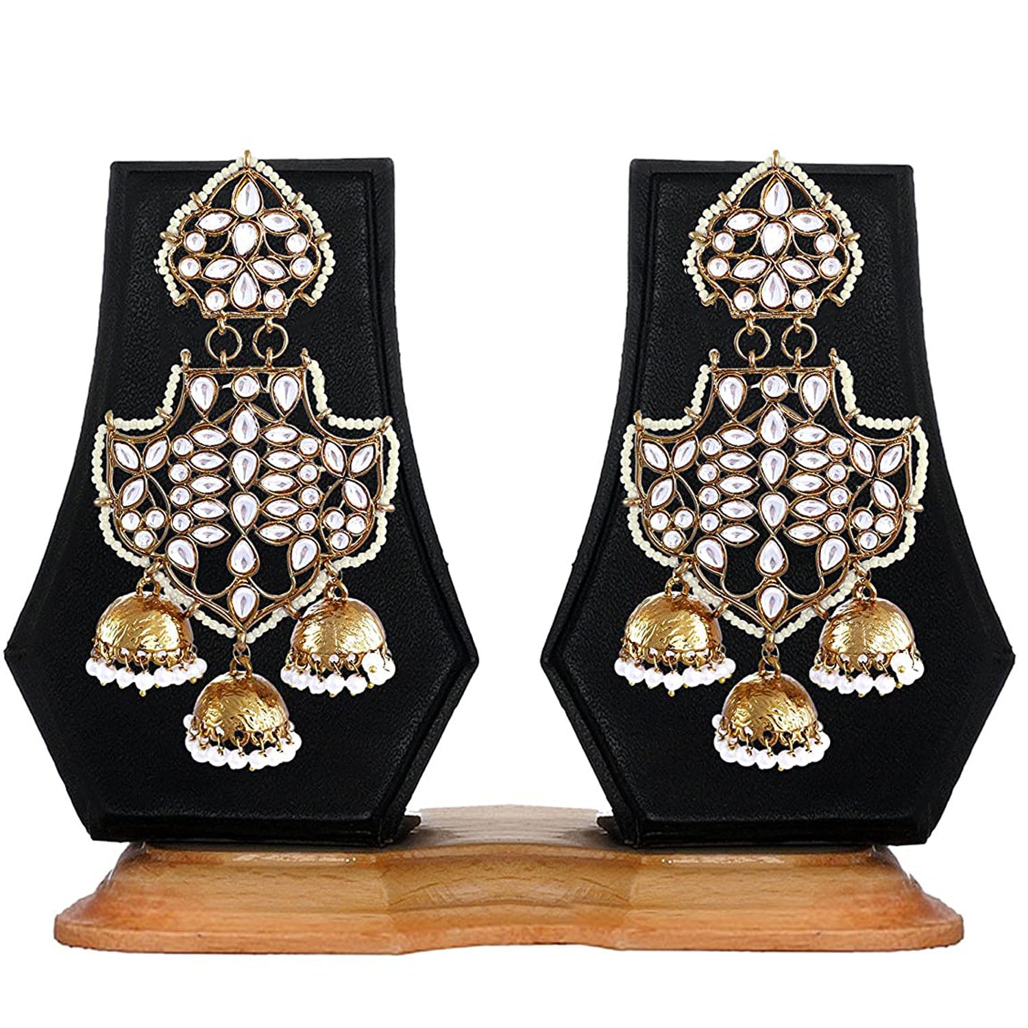Traditional Kundan and Pearl Drop Jhumki Earring