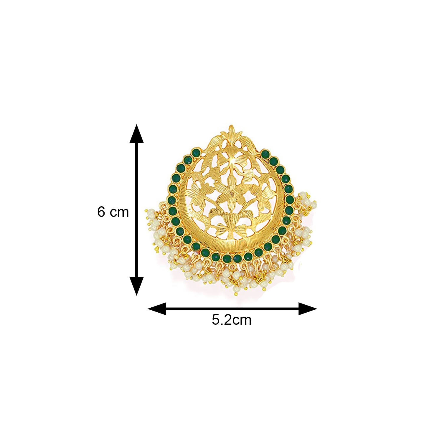 Traditional Green Kundan and Pearl Round Dangle Earring