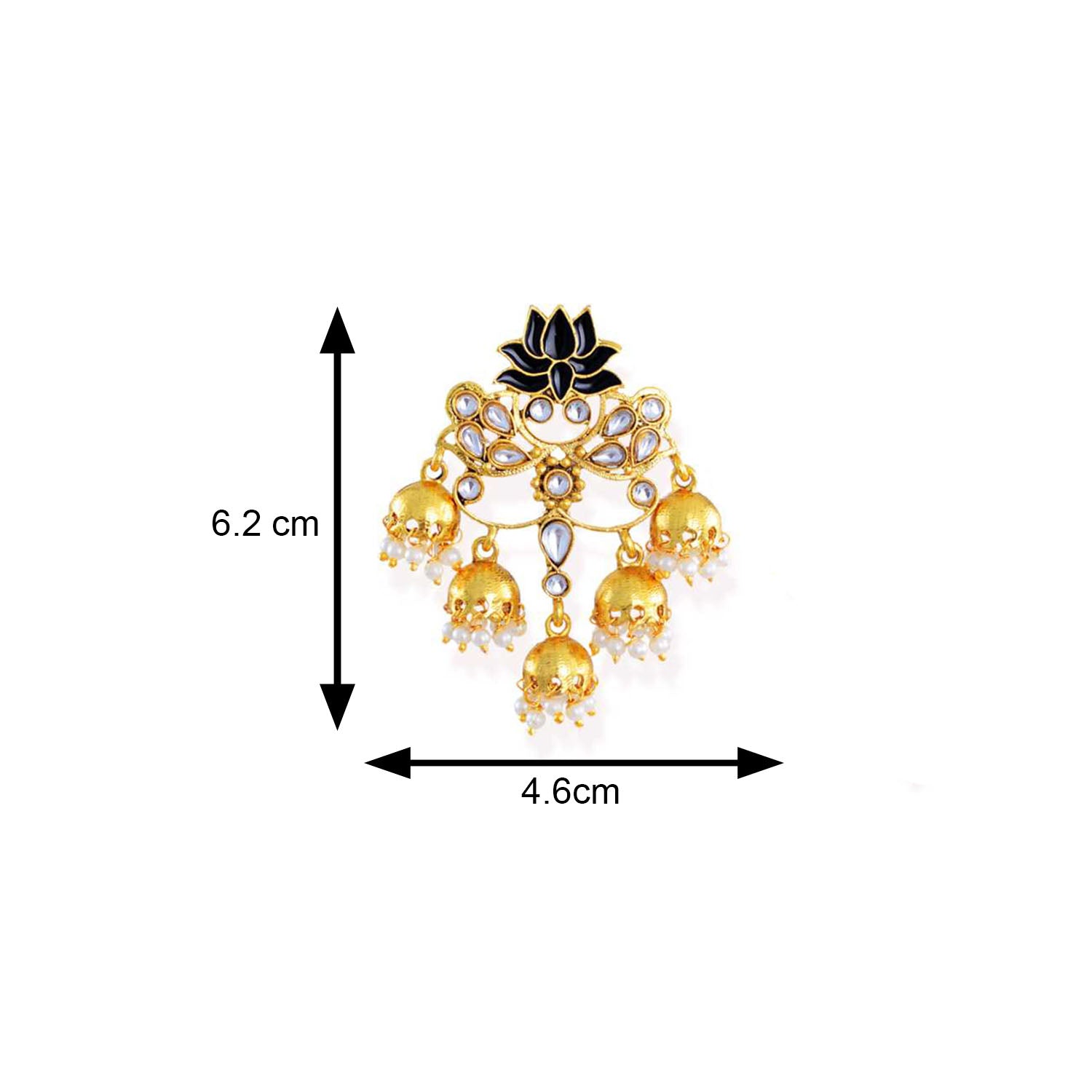 Traditional Pearl and Kundan Meenakari Lotus Jhumki Earring