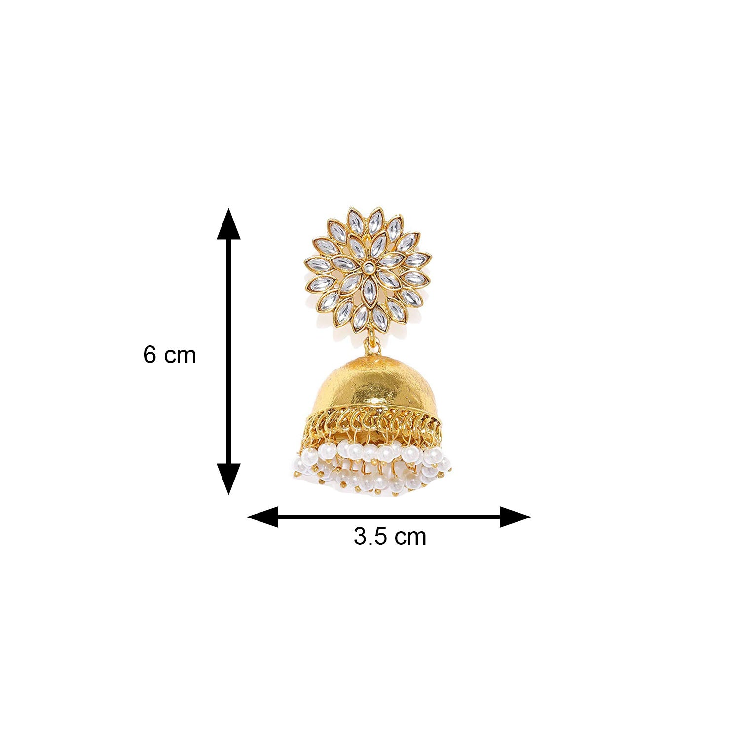 Traditional Floral Kundan and Pearl Drop Jhumki Earring