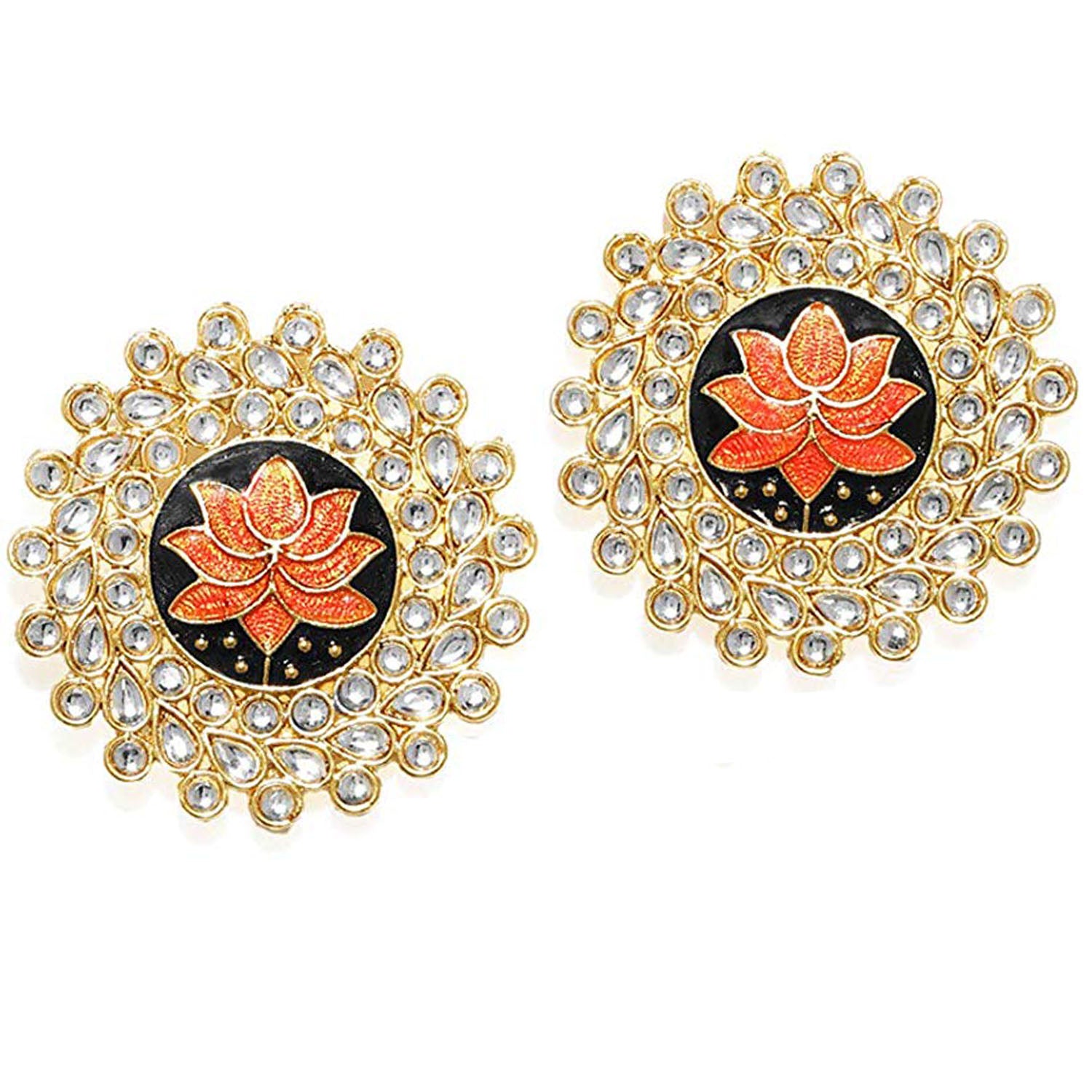 Traditional Meenakari Lotus Stud Earring