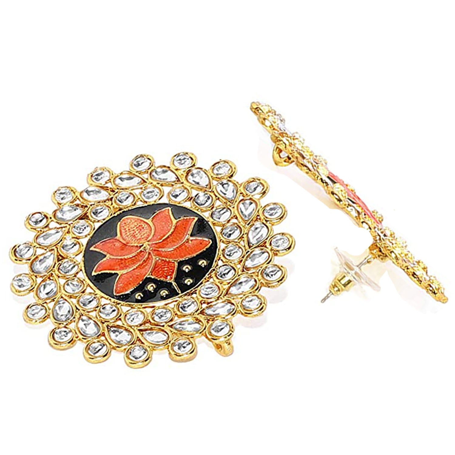 Traditional Meenakari Lotus Stud Earring