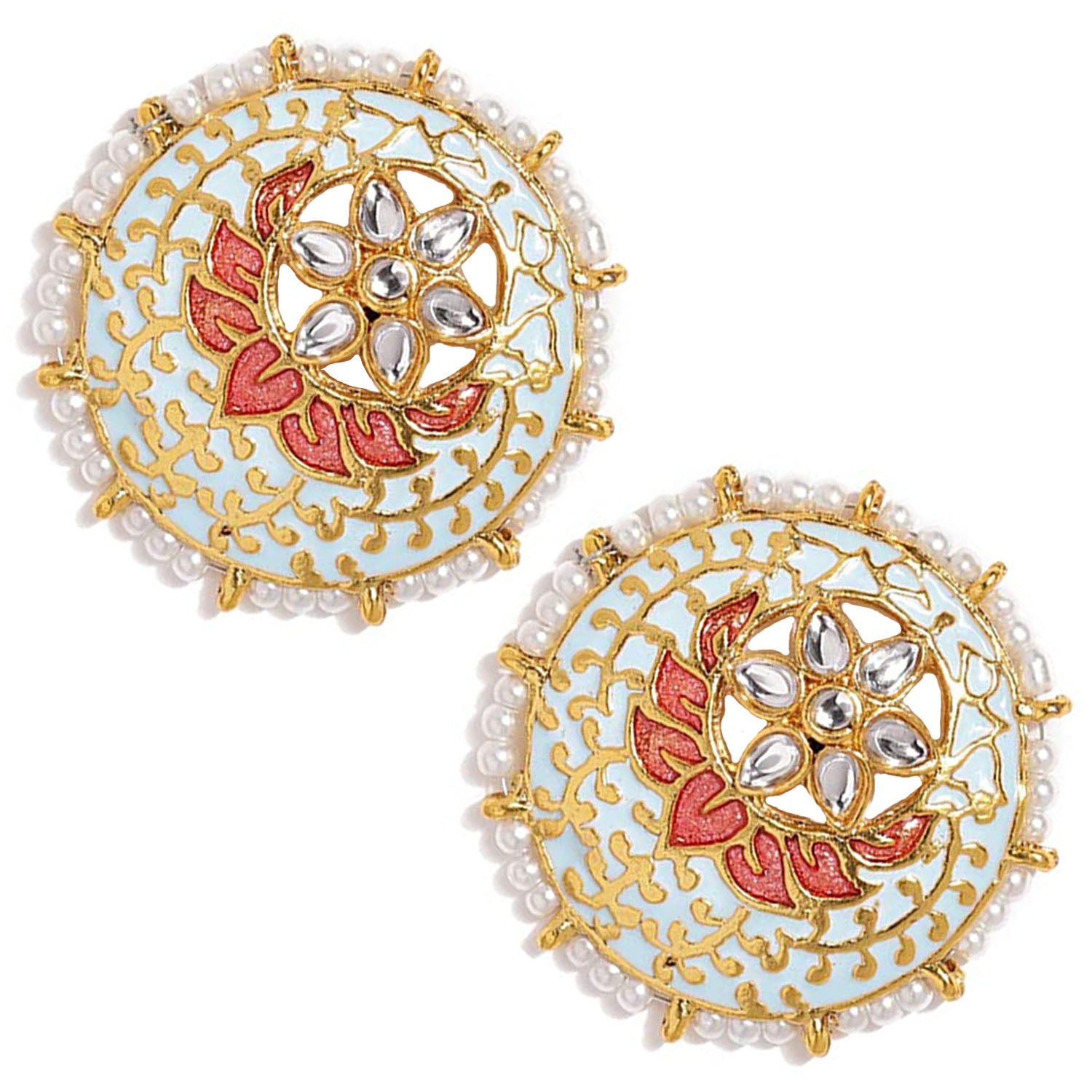 Traditional Multicolor Meenakari Circular Stud Earring