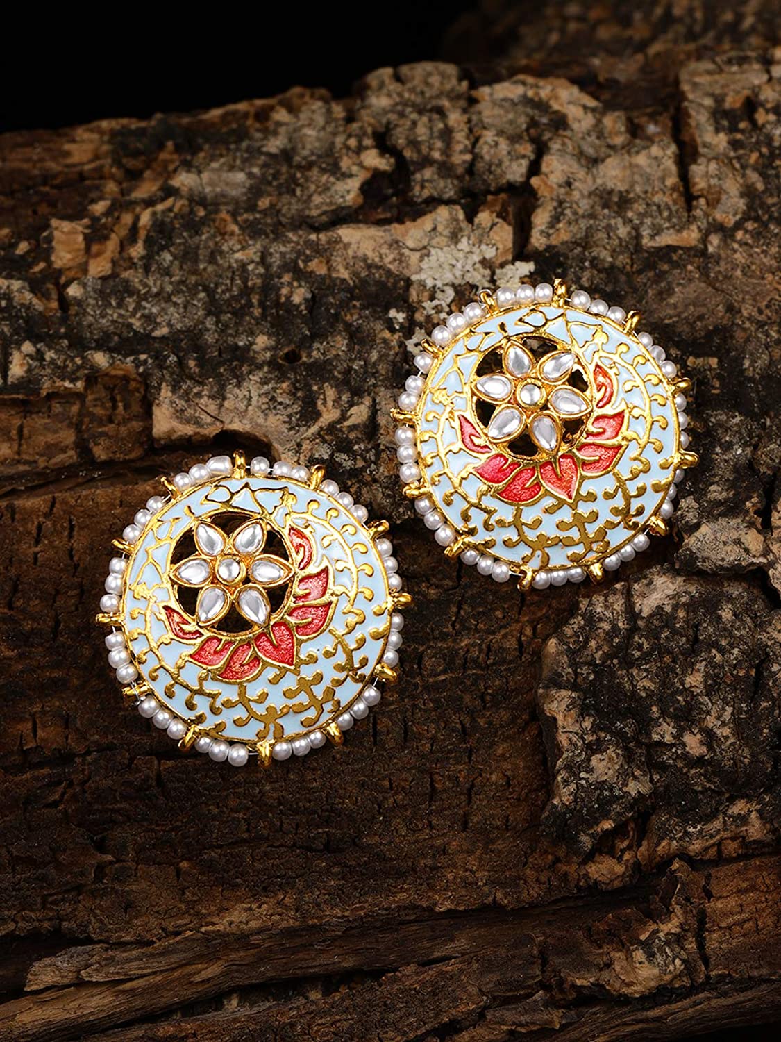 Traditional Multicolor Meenakari Circular Stud Earring