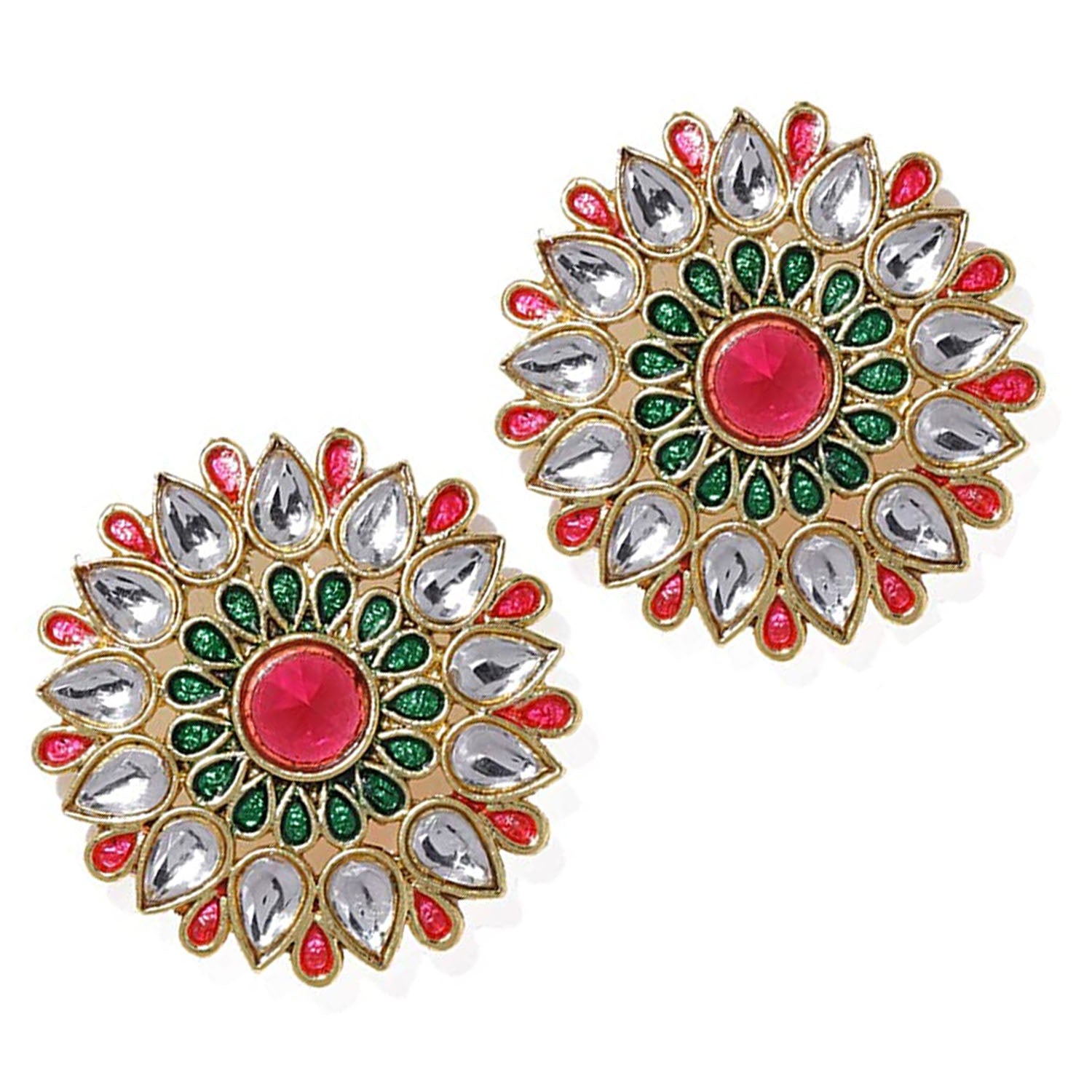 Traditional Multicolor Meenakari Circular Stud Earring