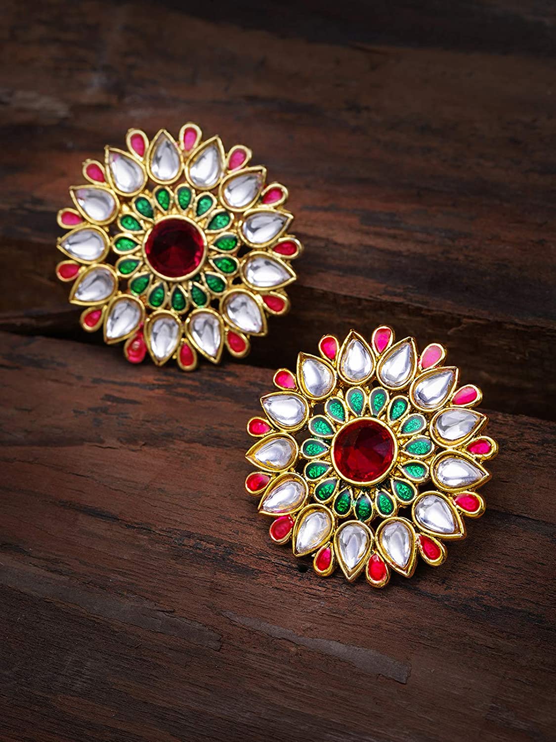 Traditional Multicolor Meenakari Circular Stud Earring