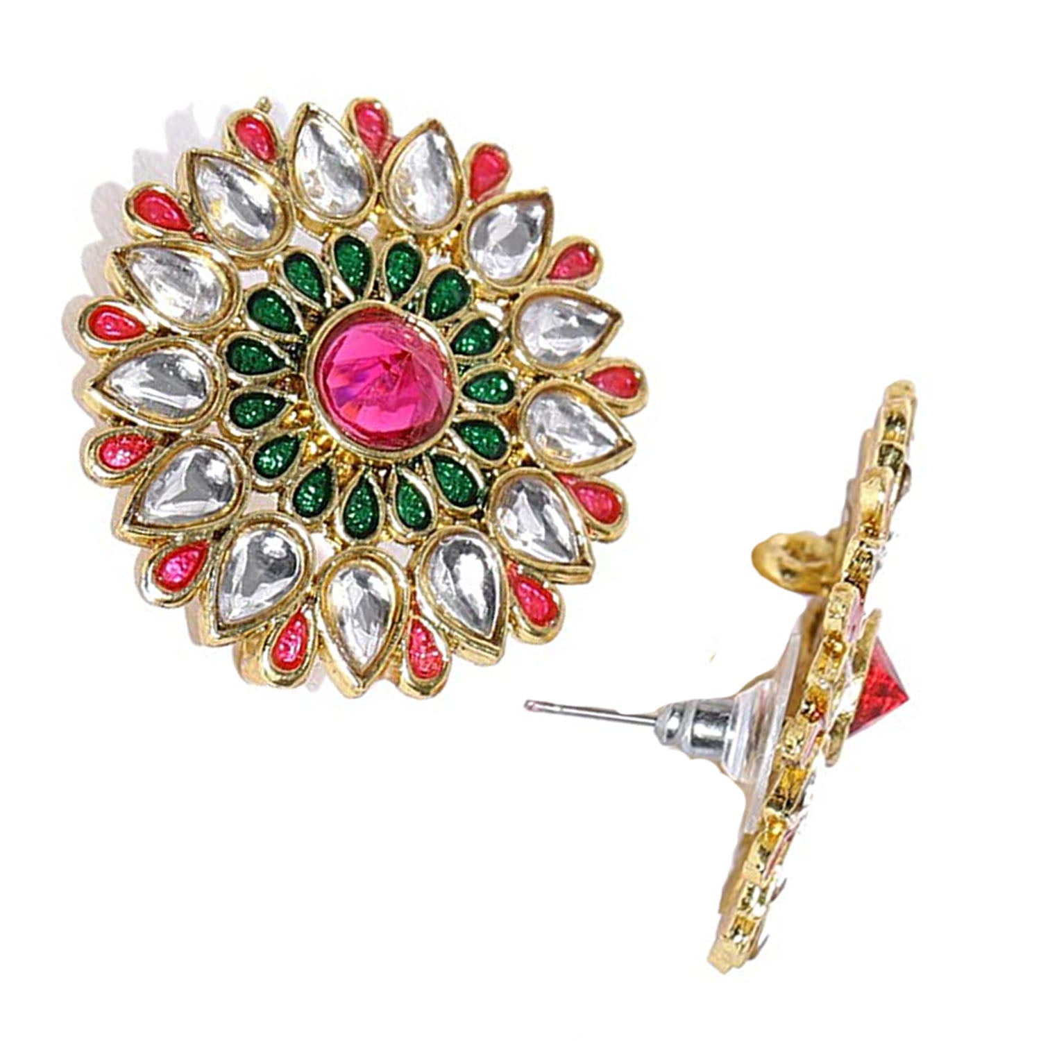 Traditional Multicolor Meenakari Circular Stud Earring