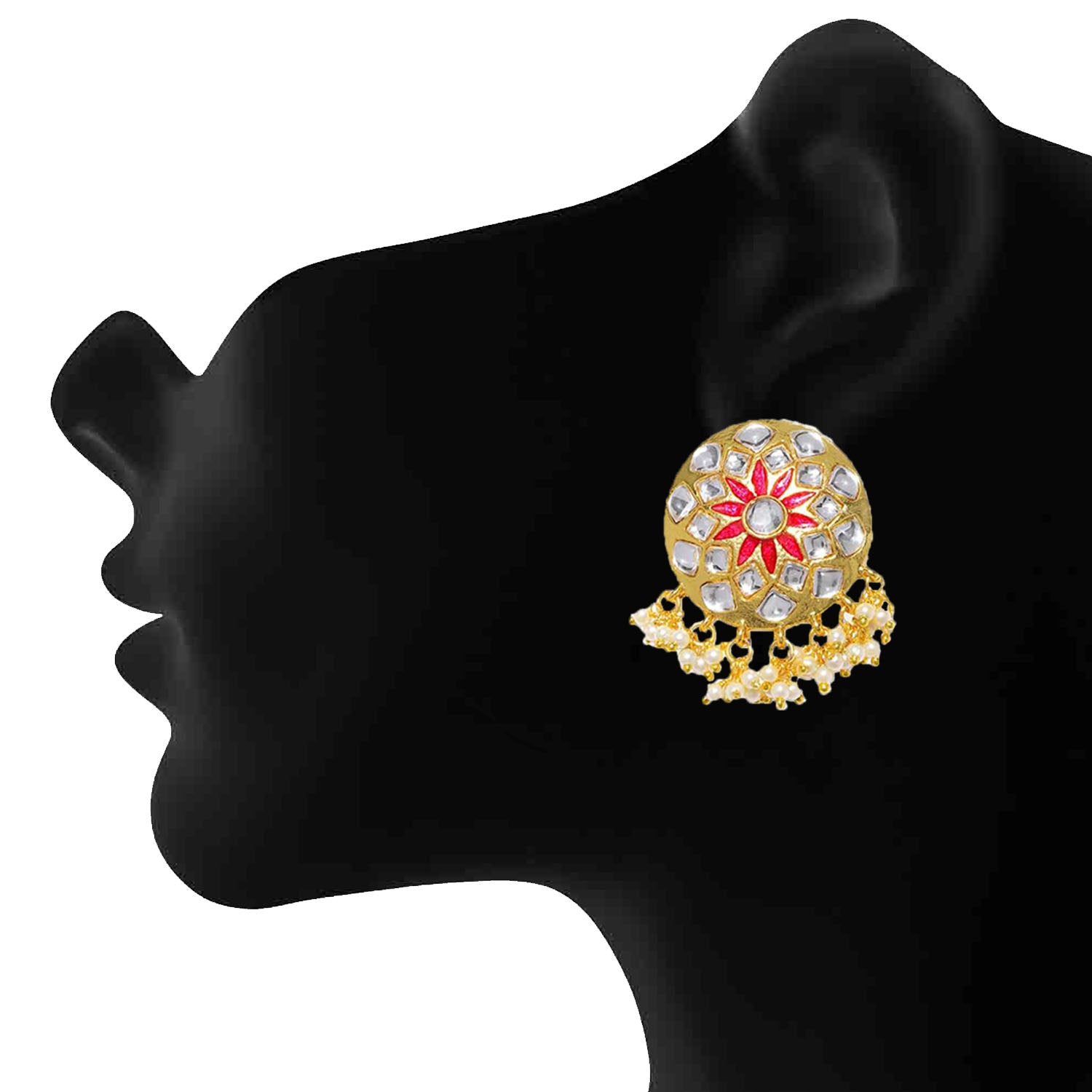 Traditional Pearl and Kundan Meenakari Dangler Earring