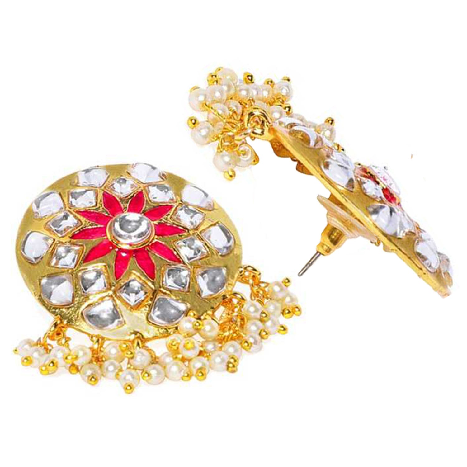 Traditional Pearl and Kundan Meenakari Dangler Earring