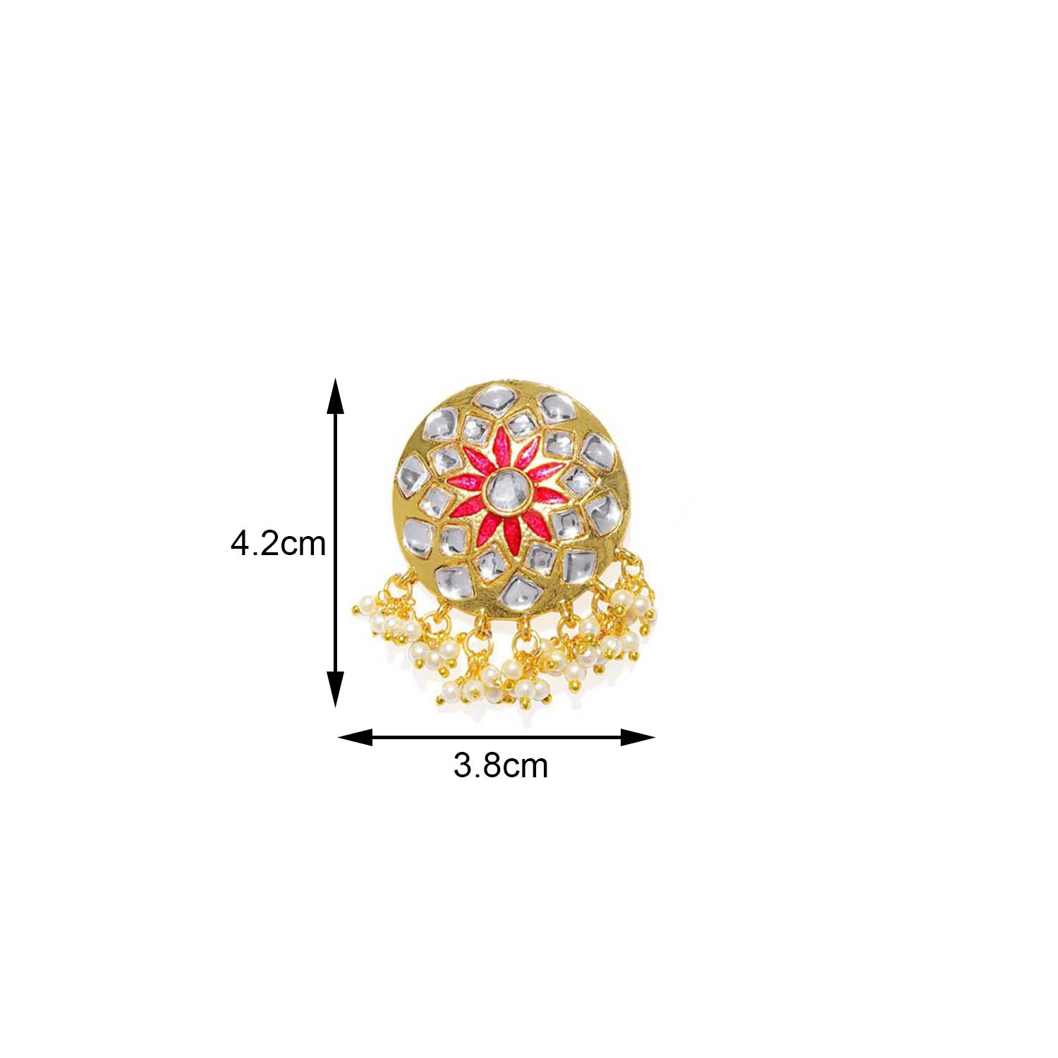 Traditional Pearl and Kundan Meenakari Dangler Earring