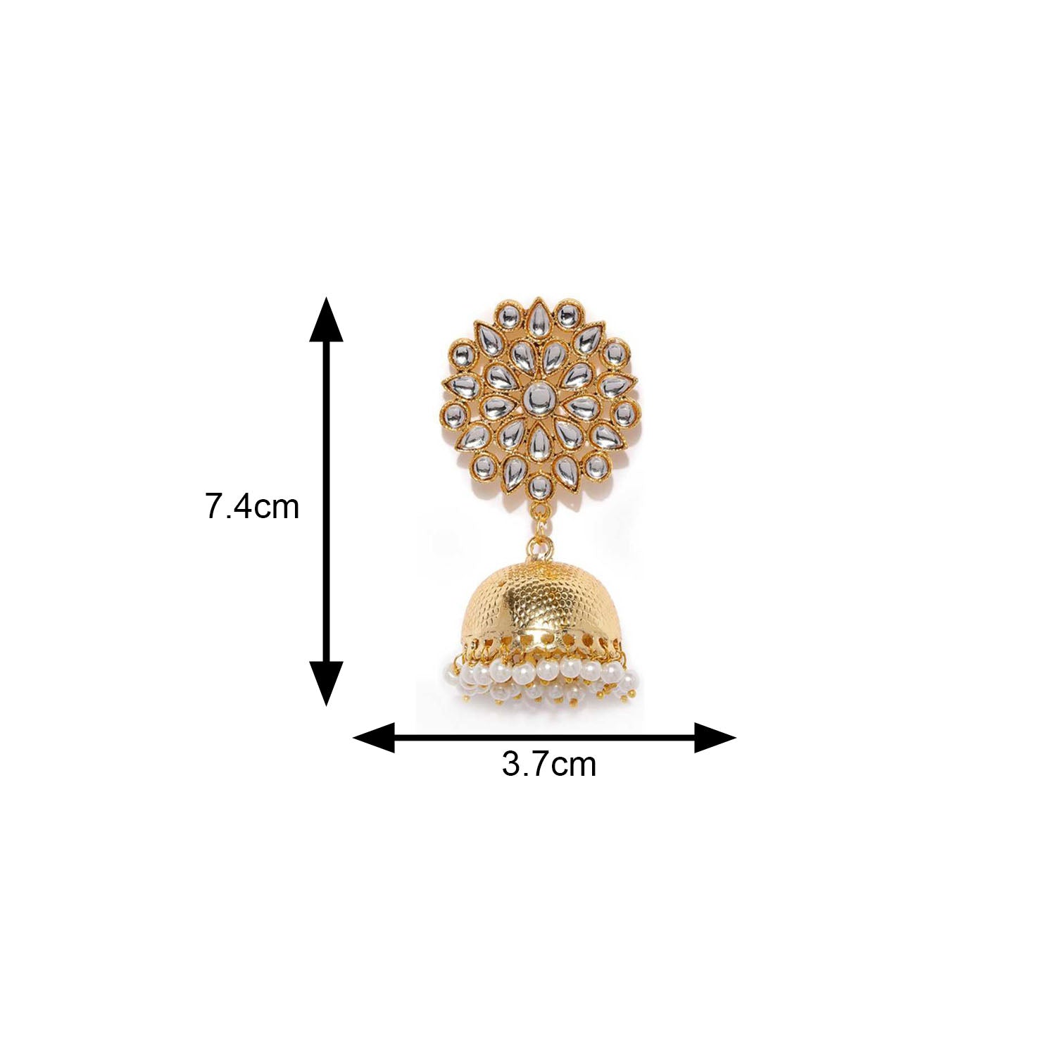 Traditional Kundan and Pearl Drop Jhumki Earring