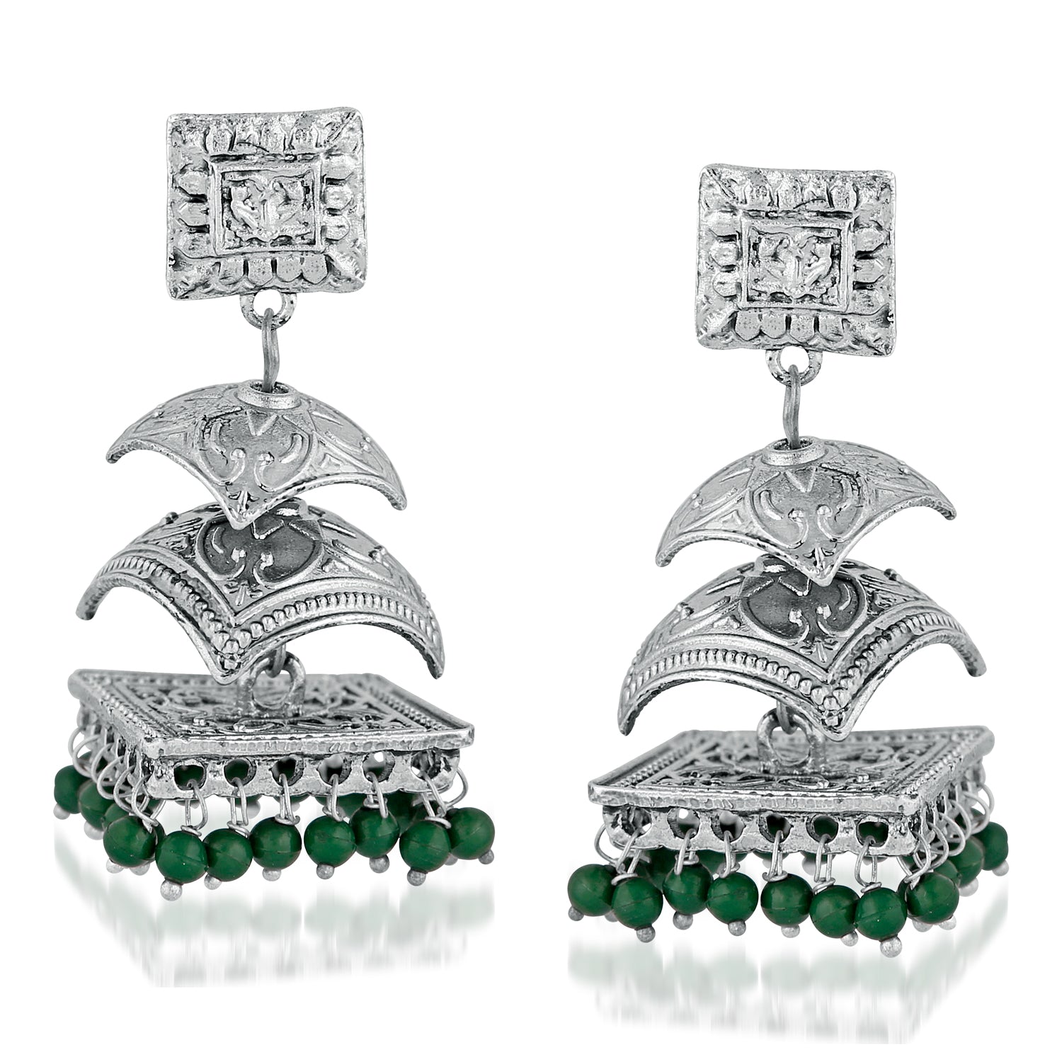 Ethnic Rectangular Shape Jhumki Earrings