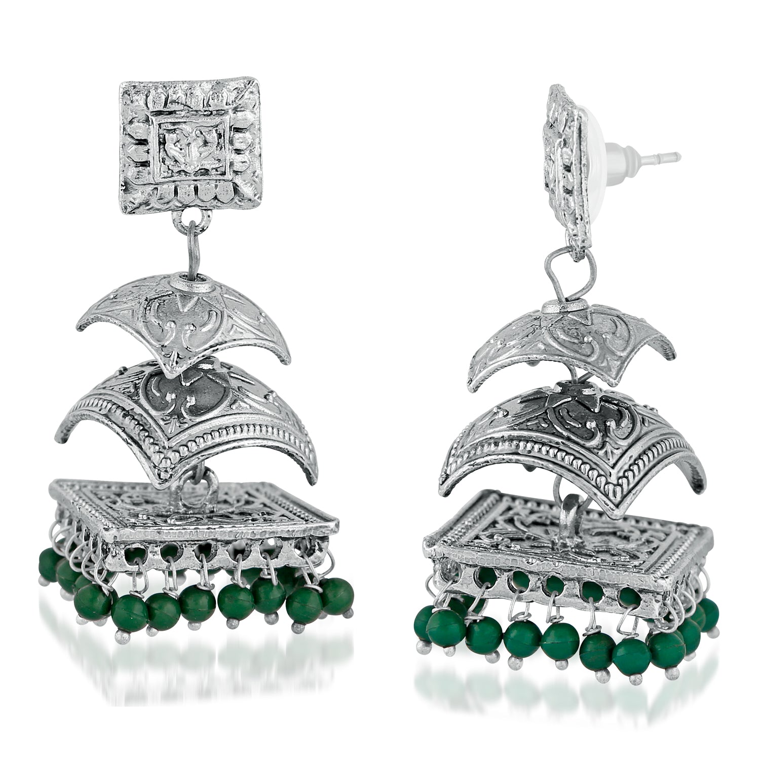 Ethnic Rectangular Shape Jhumki Earrings