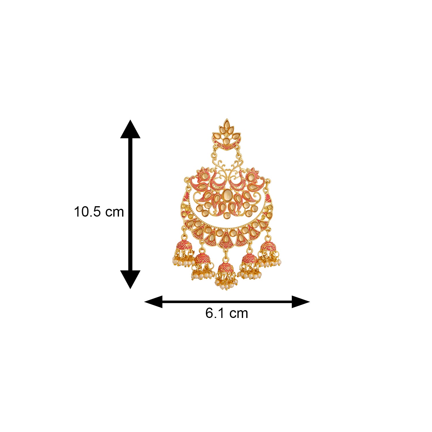 Traditional Meenakari Peacock Chandbali Jhumki Earring