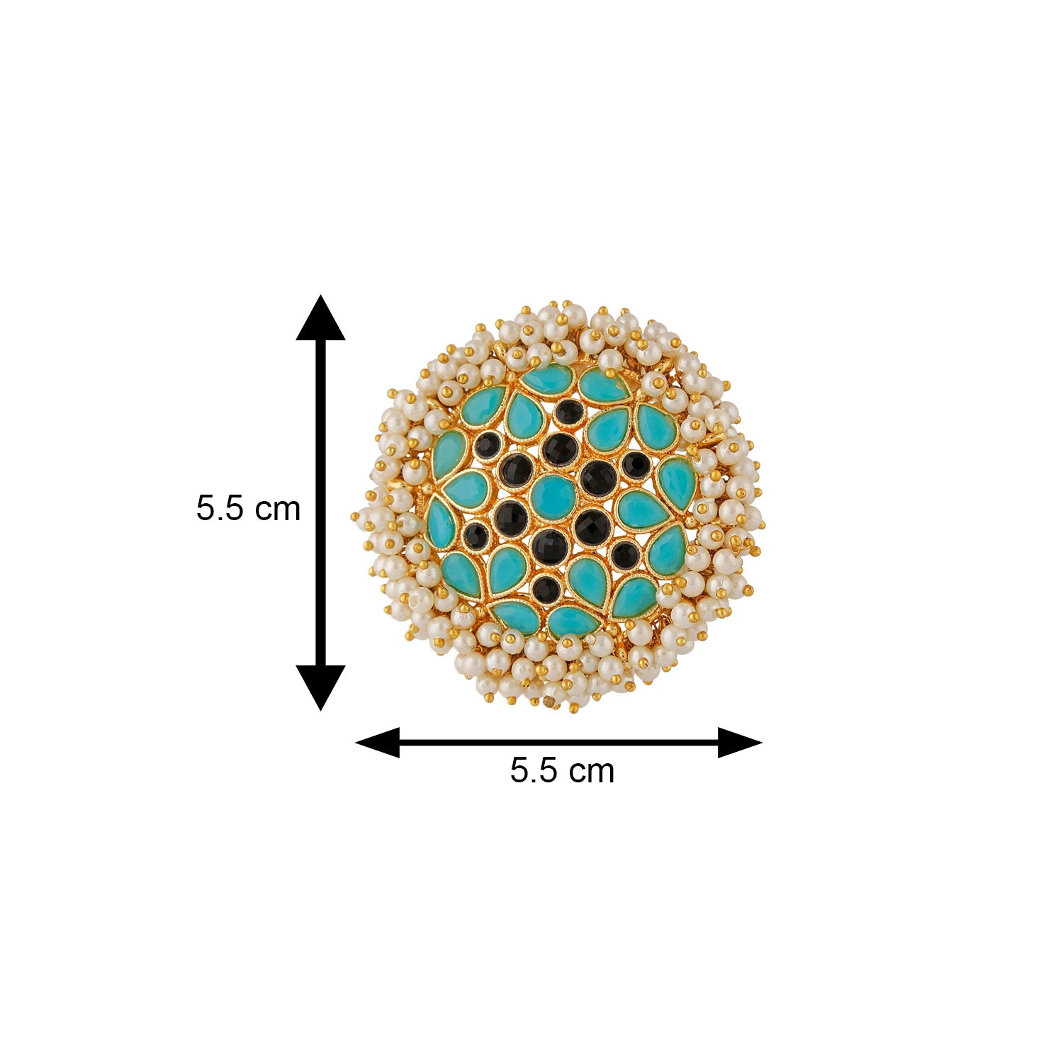 Traditional Black Kundan Circular Stud Earring