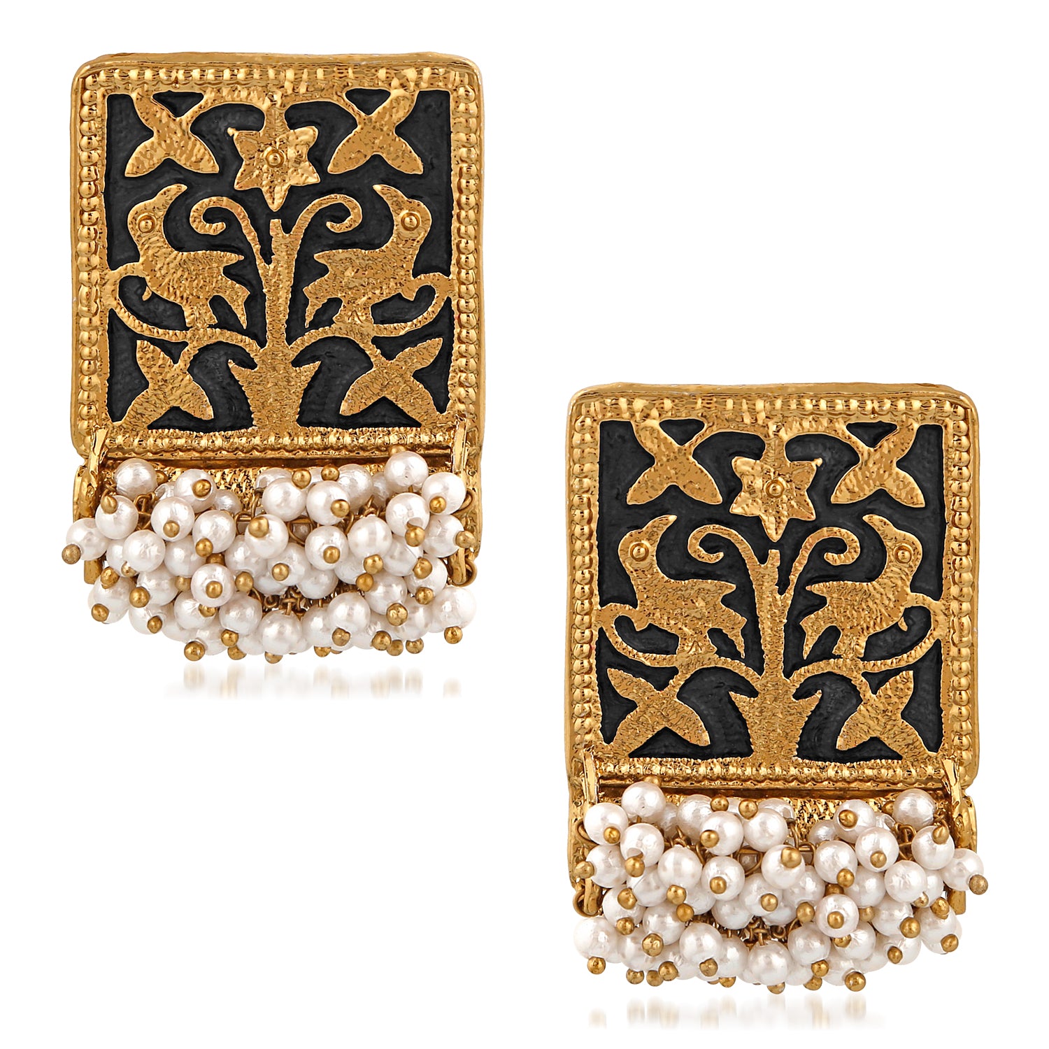 Meenakari Work Rectangular Shape Dangler Earring