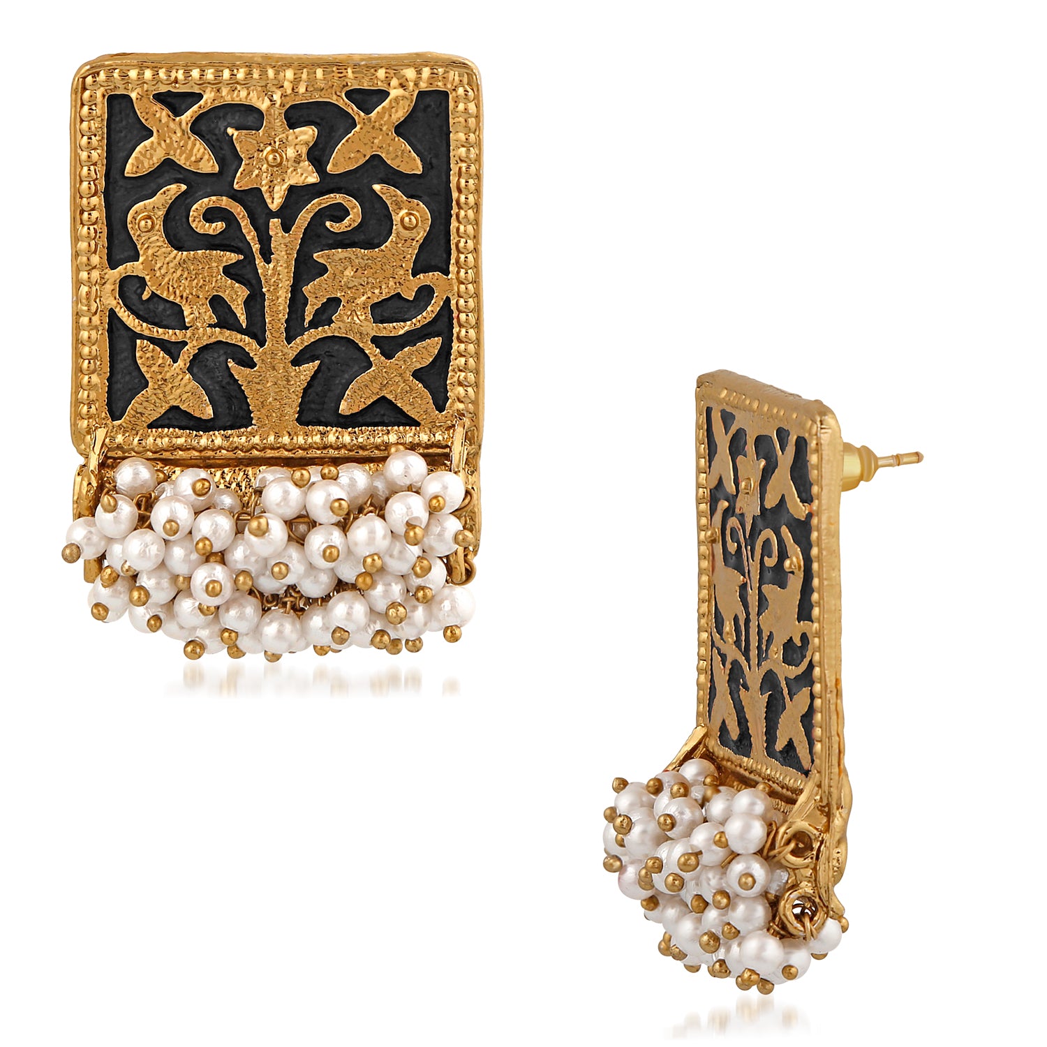 Meenakari Work Rectangular Shape Dangler Earring