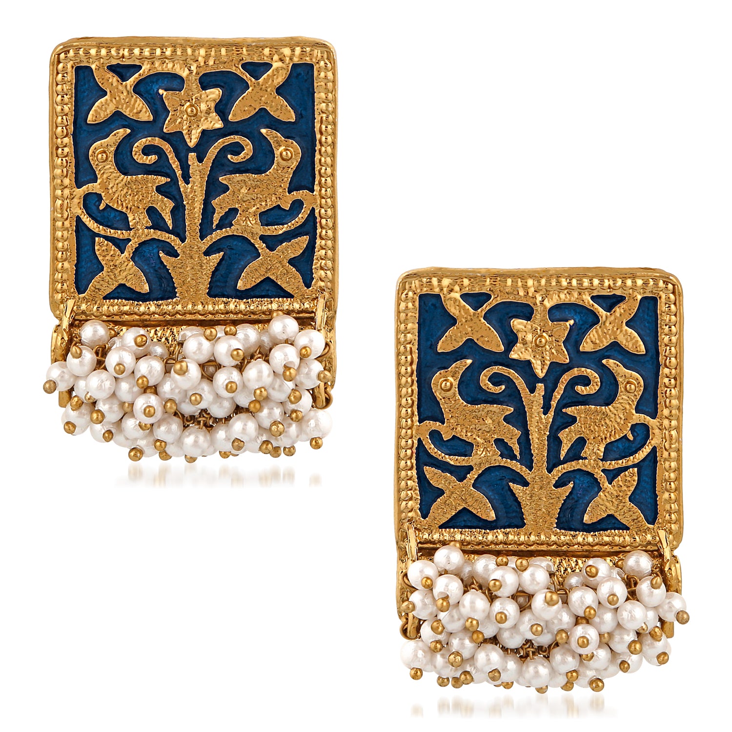 Meenakari Work Rectangular Shape Dangler Earring