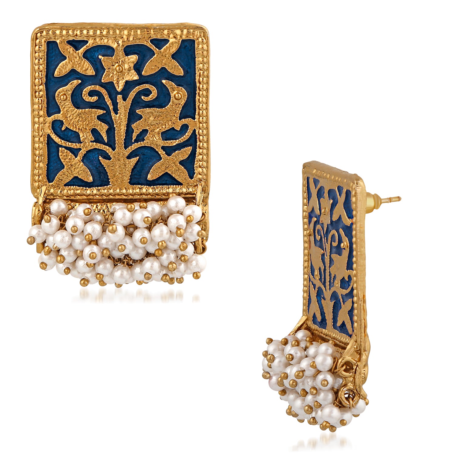 Meenakari Work Rectangular Shape Dangler Earring