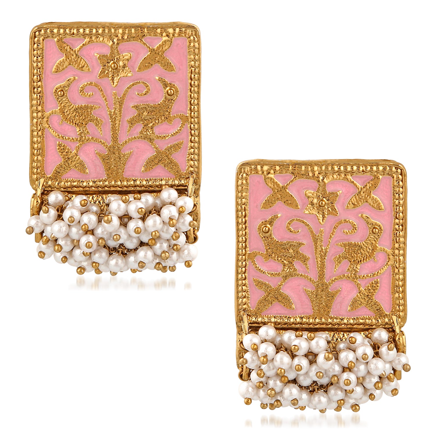 Meenakari Work Rectangular Shape Dangler Earring