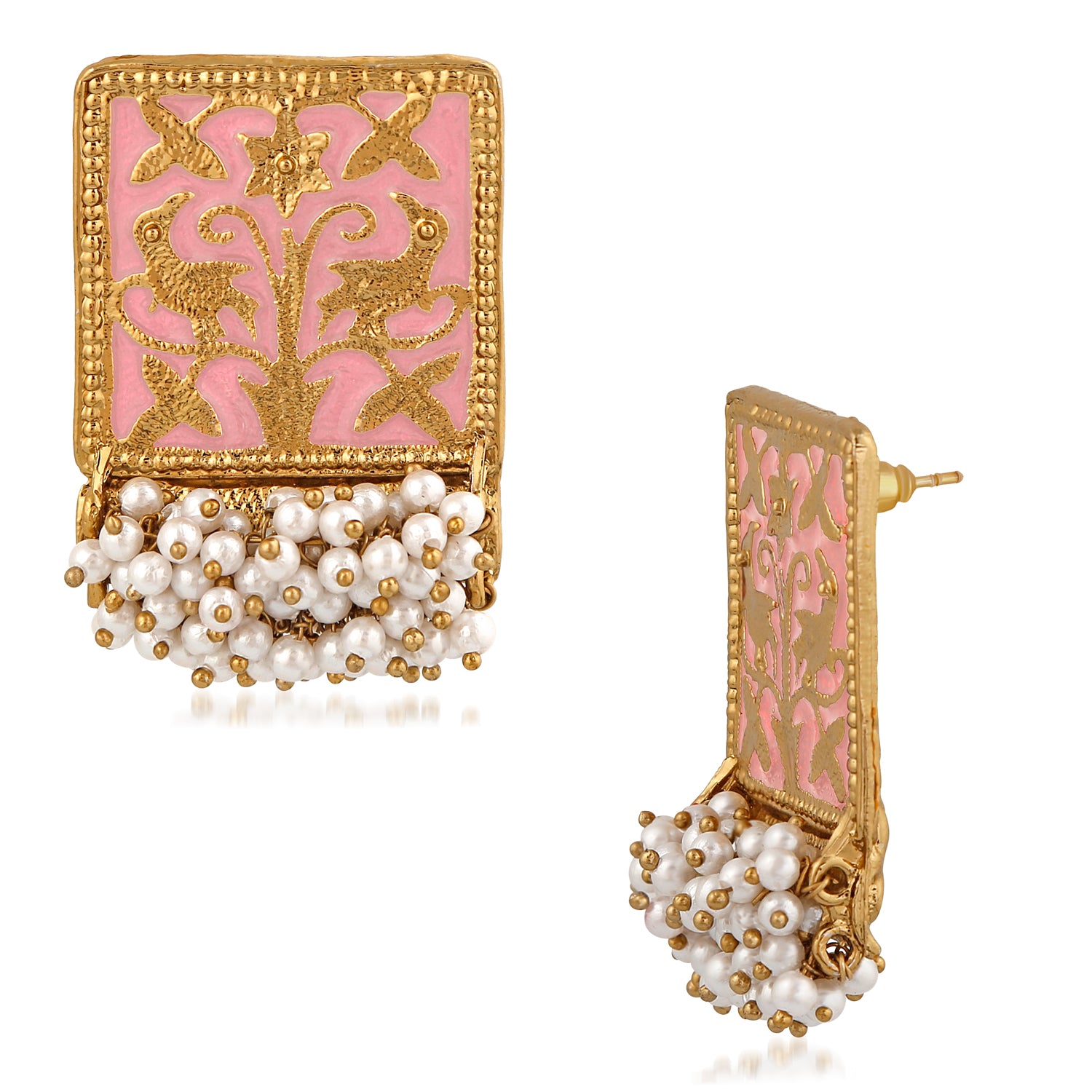 Meenakari Work Rectangular Shape Dangler Earring