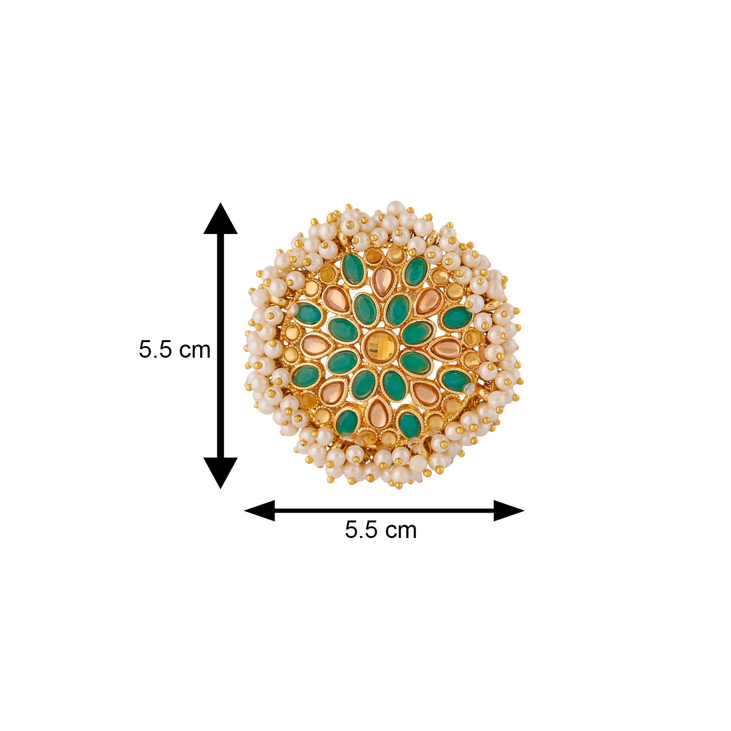 Traditional Meenakari Green Kundan Circular Stud Earring